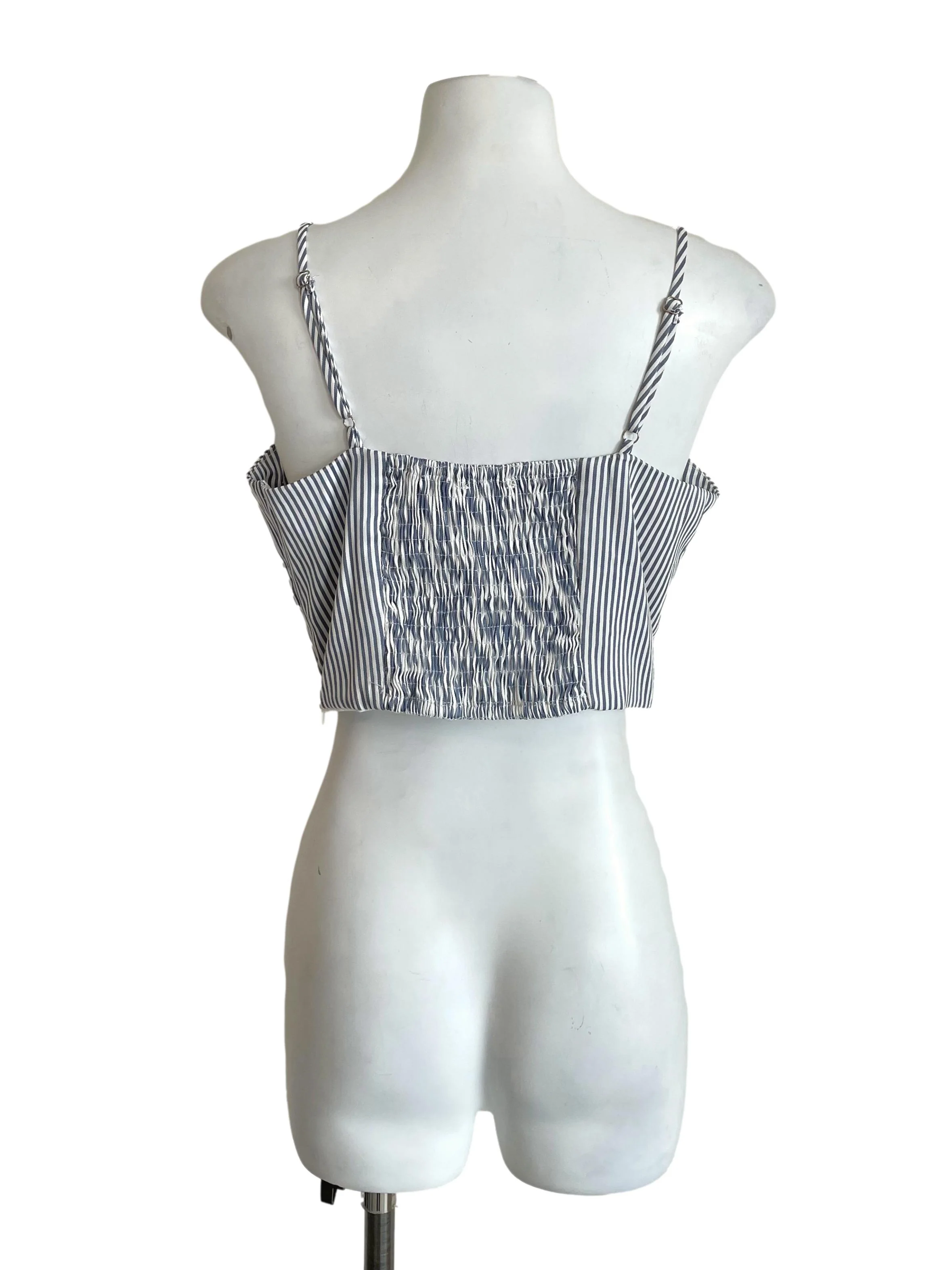 Aegean & White Candy Stripe Tie Bow Top - Image 2