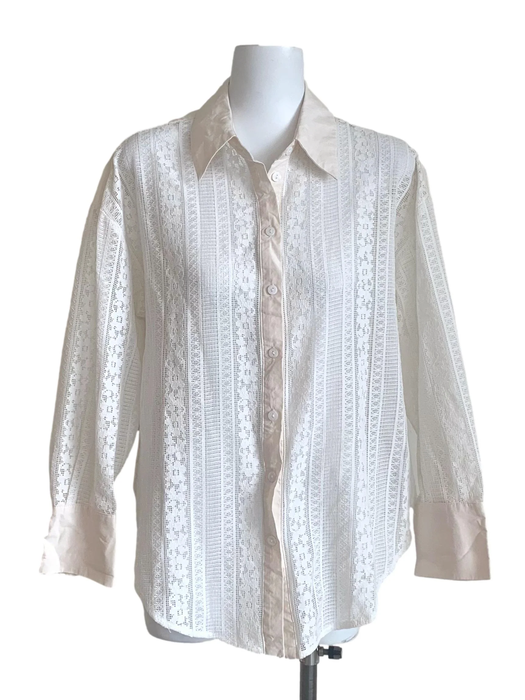Alabaster White Pattern Collared Top LB