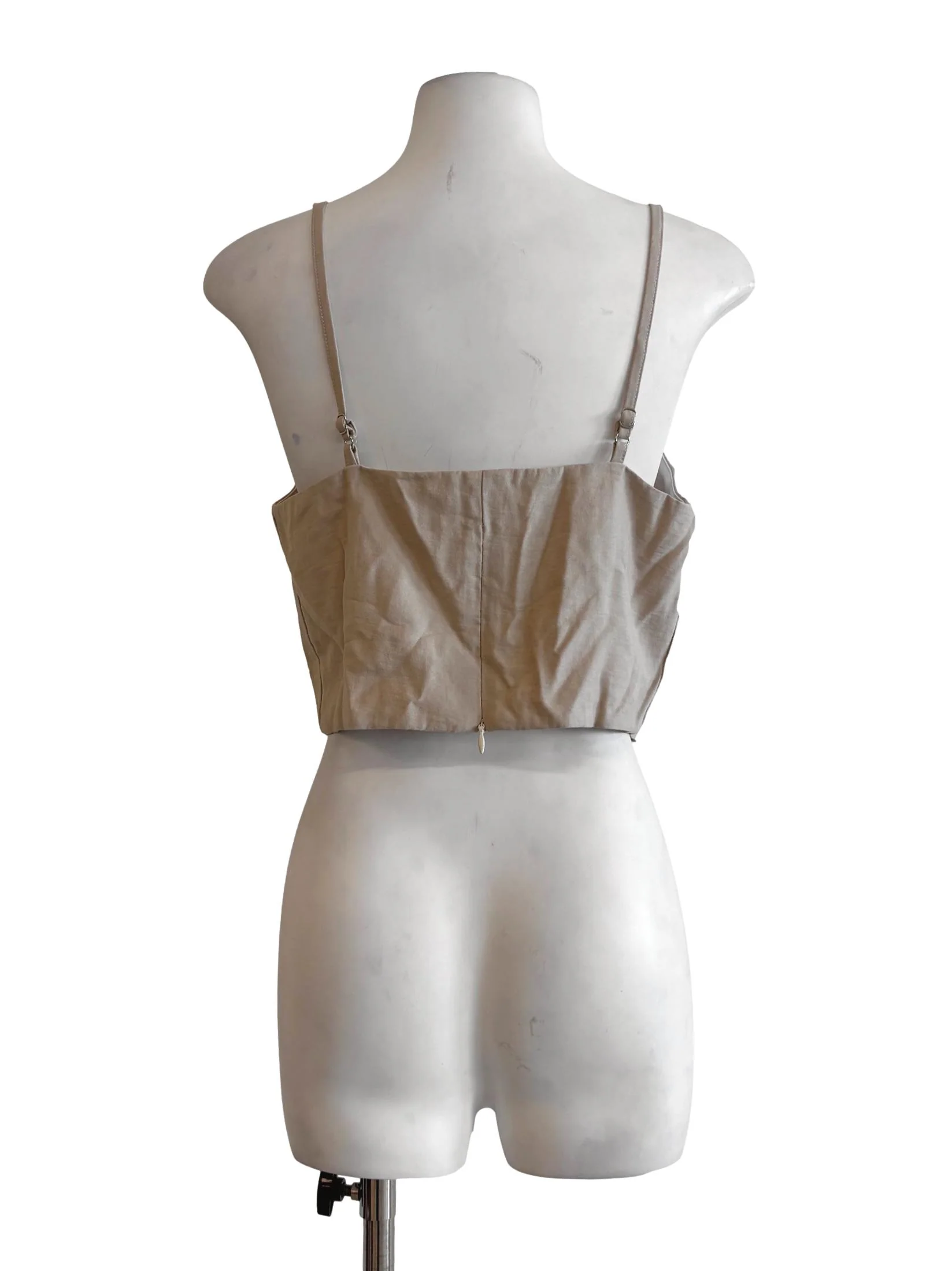 Almond Beige Cotton Camisole Top - Image 2