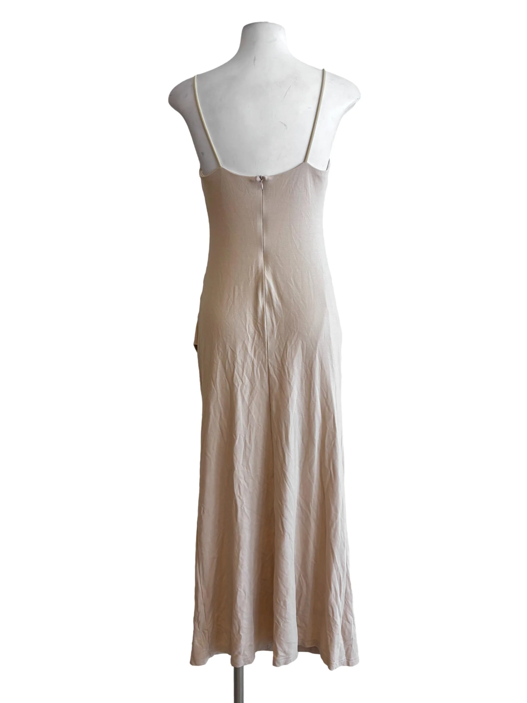 Almond Beige Spaghetti Strap Bodycon Dress - Image 2