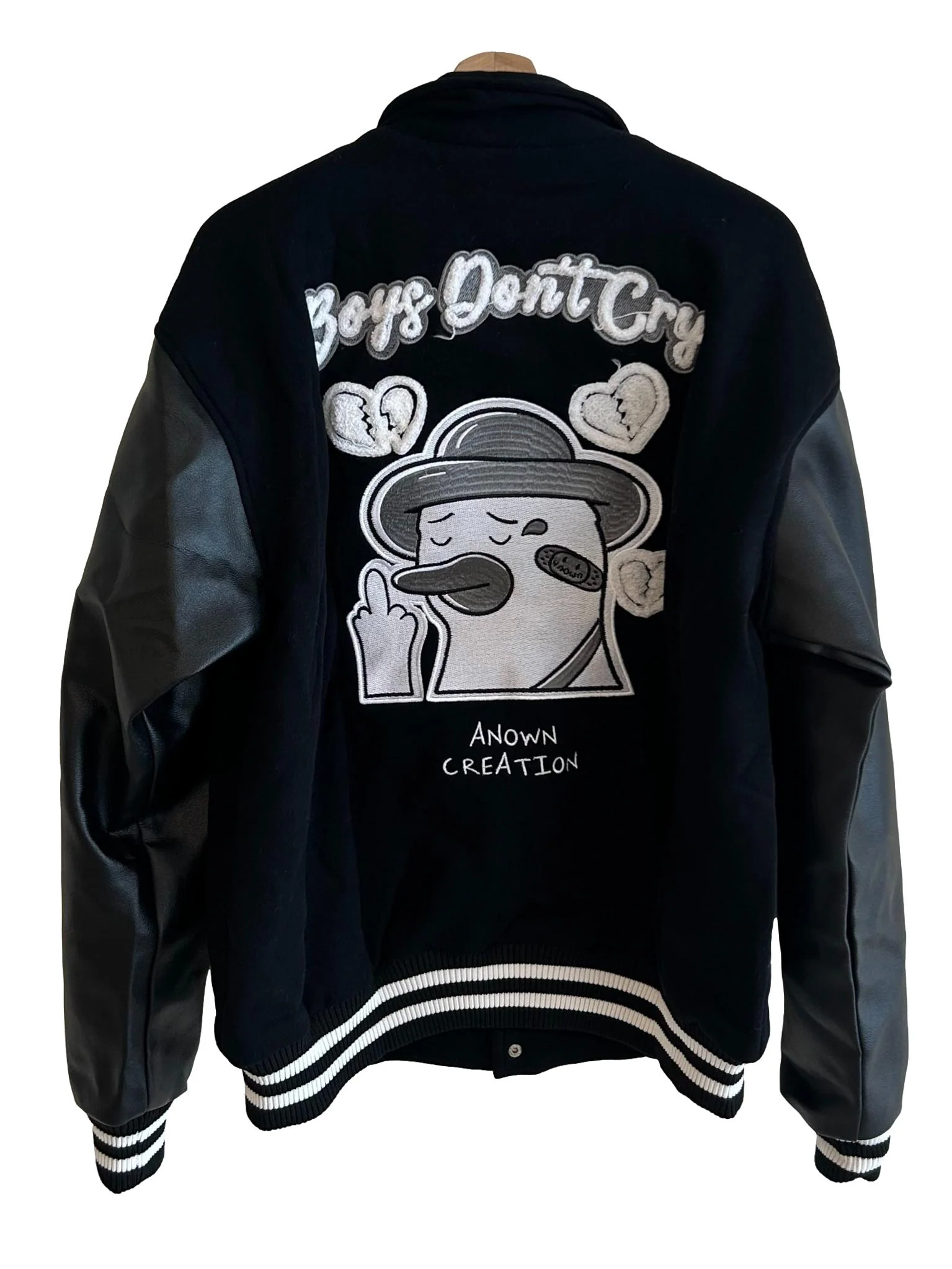 Black Logo Embroidered Varsity Jacket - Image 2