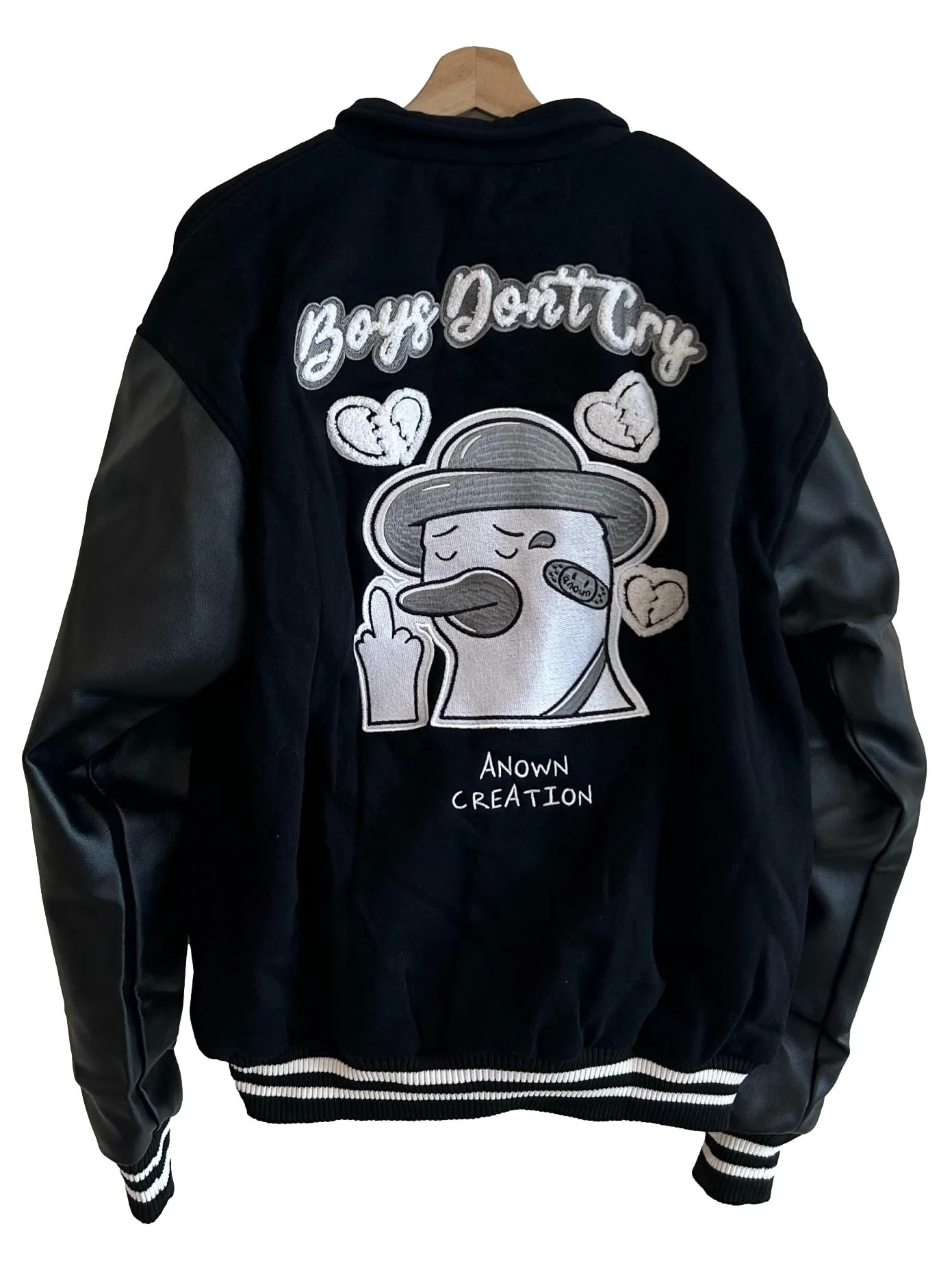 Black Logo Embroidered Varsity Jacket - Image 2
