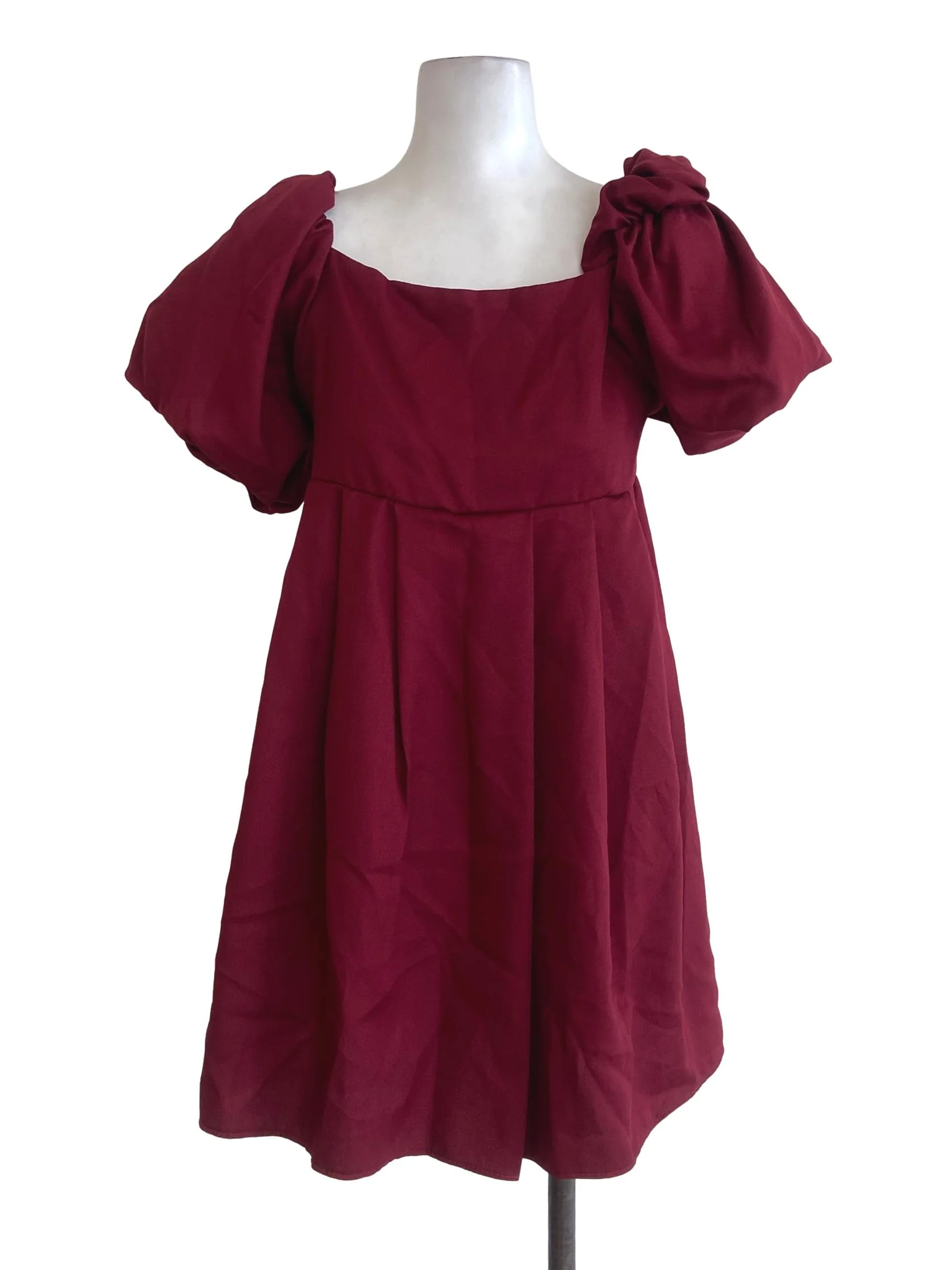 Apple Red Juliet Sleeve Apron Dress