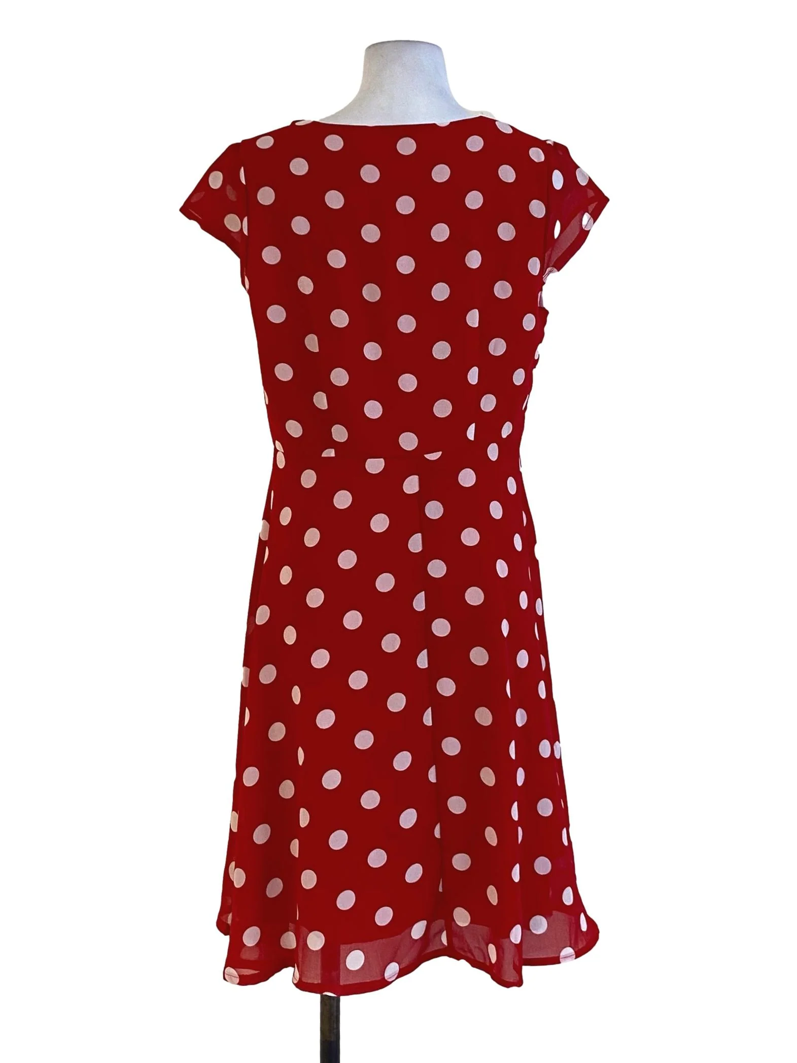 Apple Red Polka Dot Drop Shoulder Dress - Image 2
