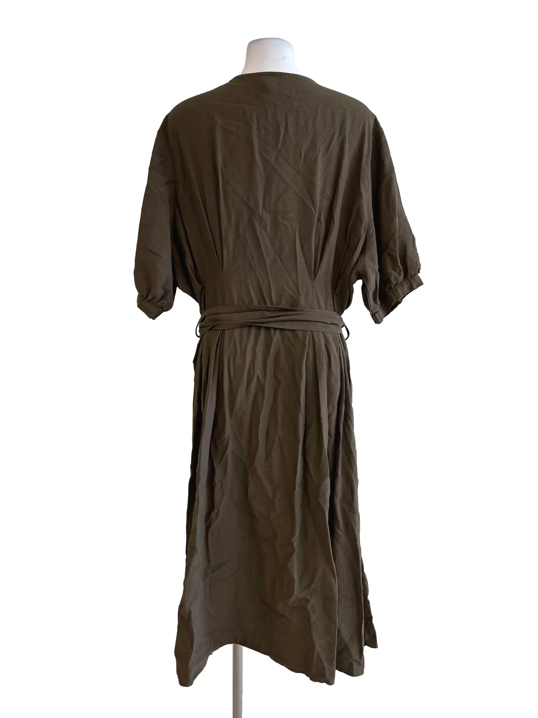 Army Green Buttoned Straight Dress - Image 2