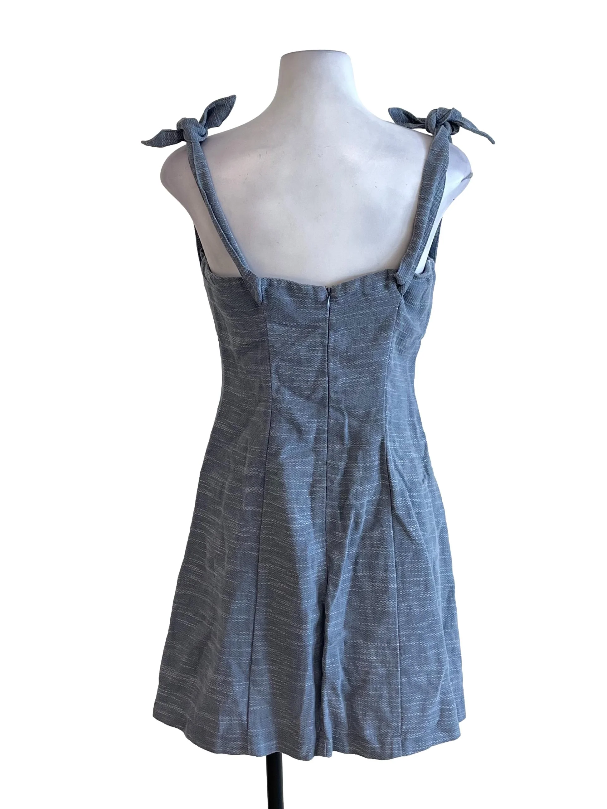 Ash Blue Tie Knot Button Dress - Image 2