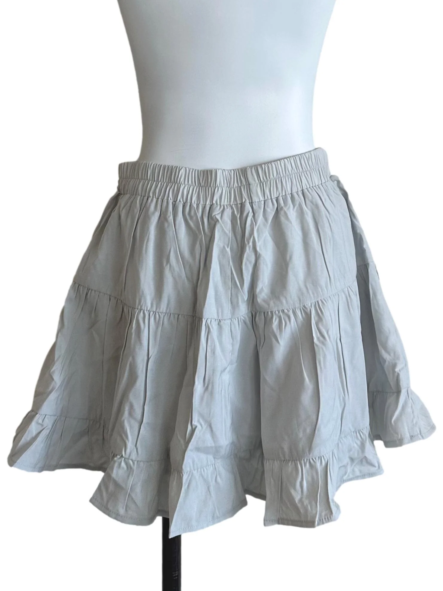 Ash Grey Elastic Waist Tiered Skort - Image 2