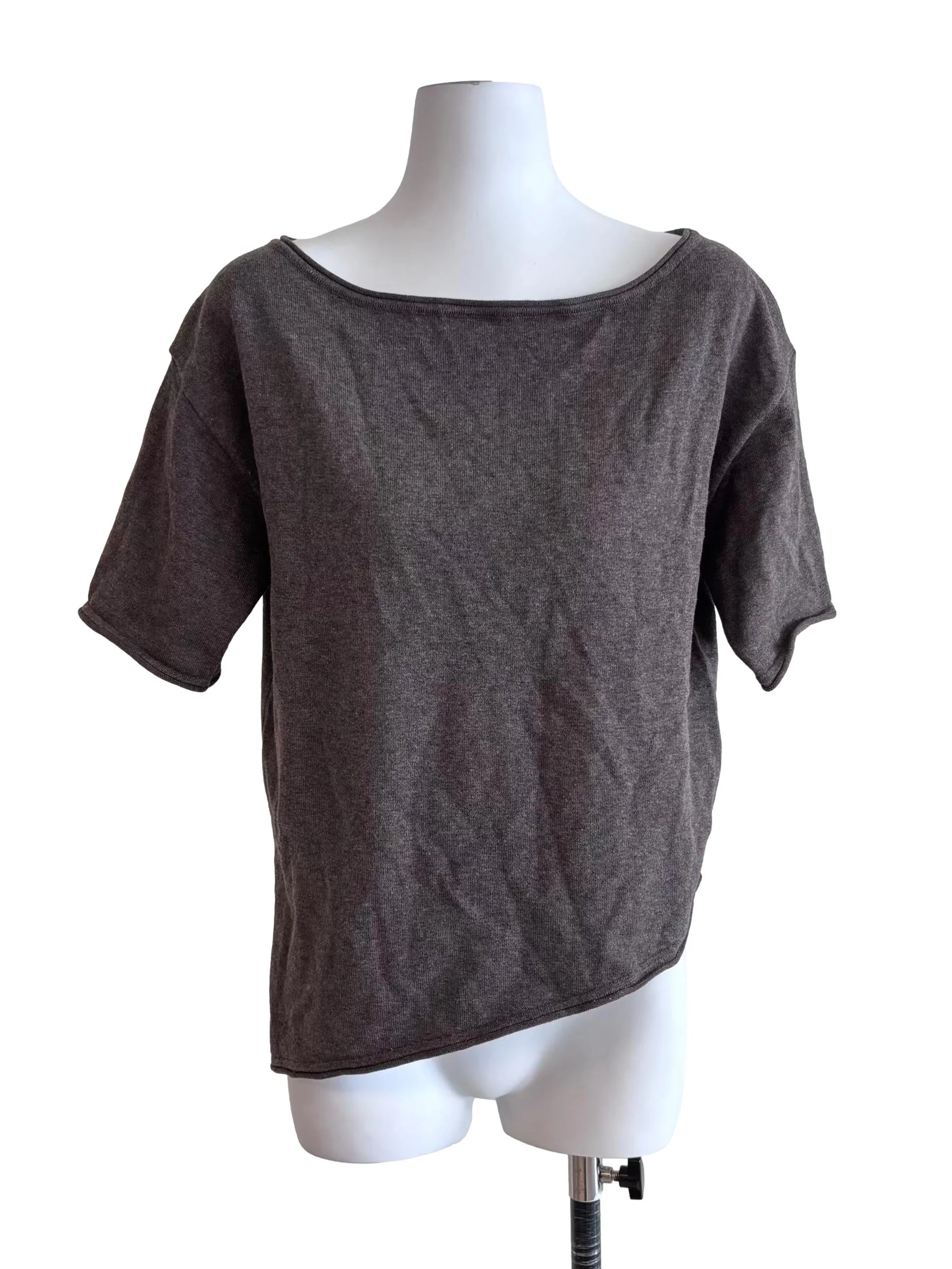 Ash Grey Oversize Wide Neck Top