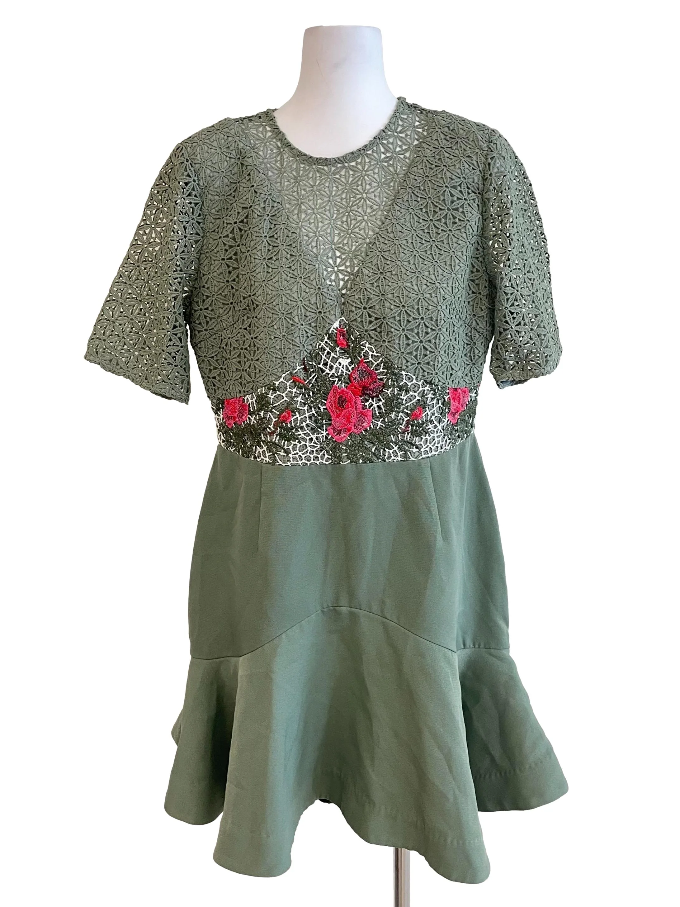 Ash Pear Embroidery Bias Dress