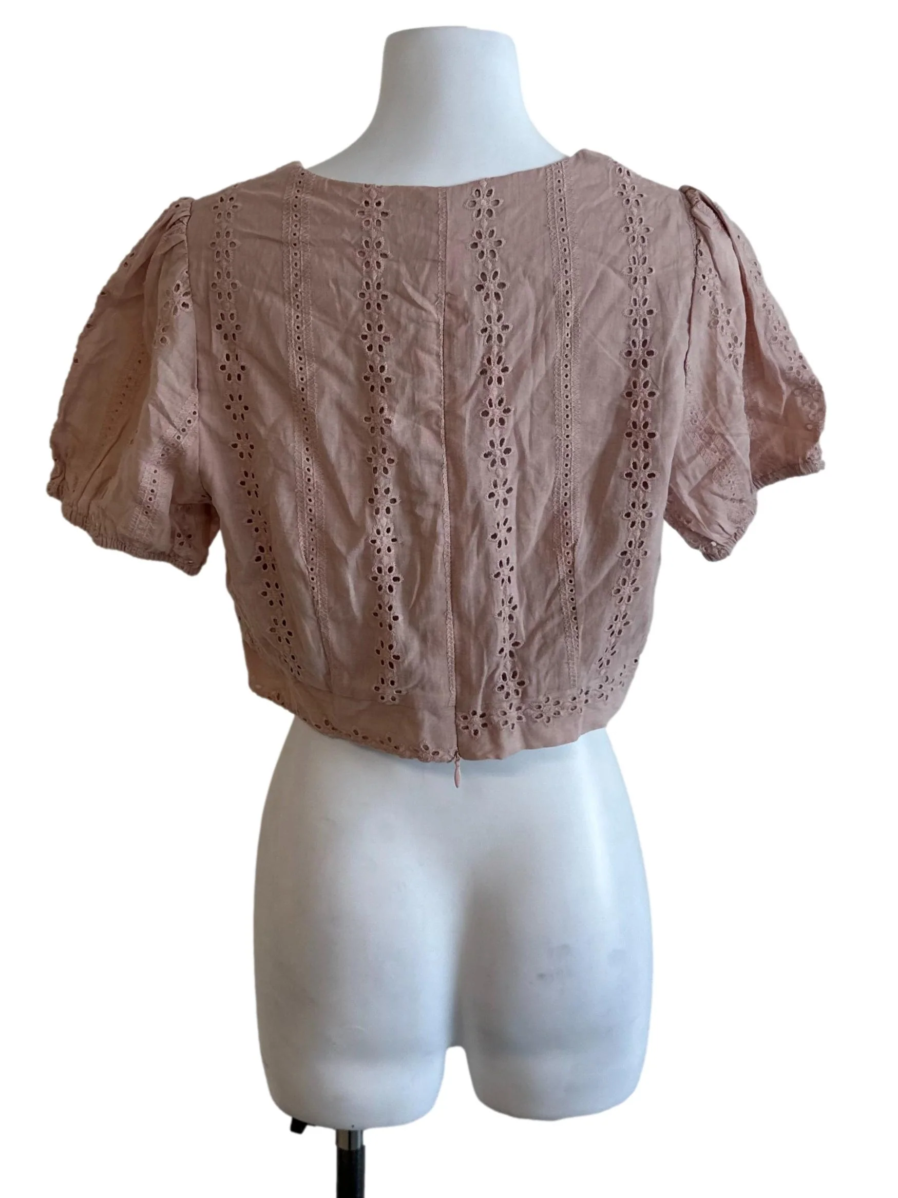 Ash Pink Embroidery Button Top - Image 2
