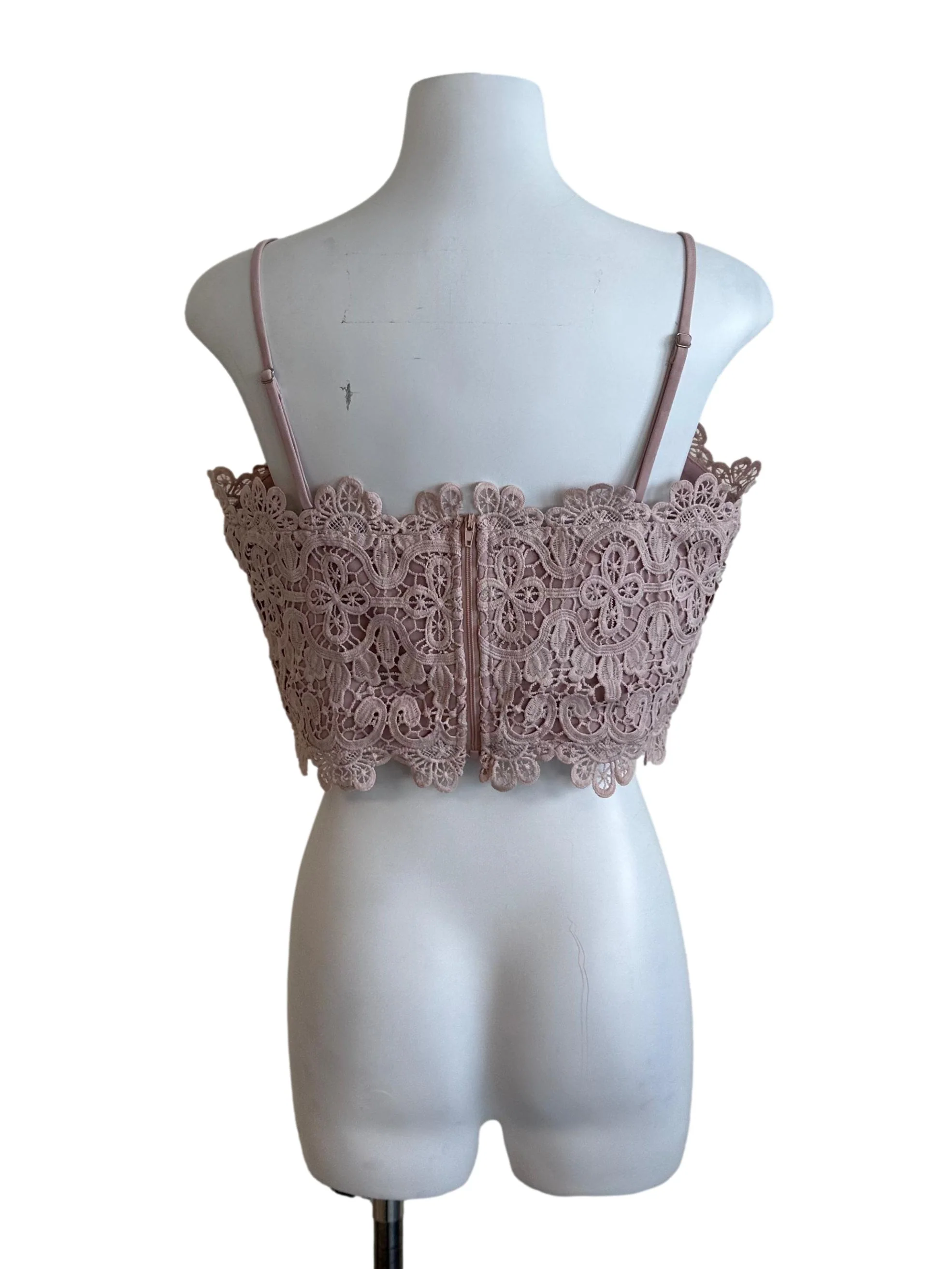 Ash Pink Lace Square Neck Top - Image 2