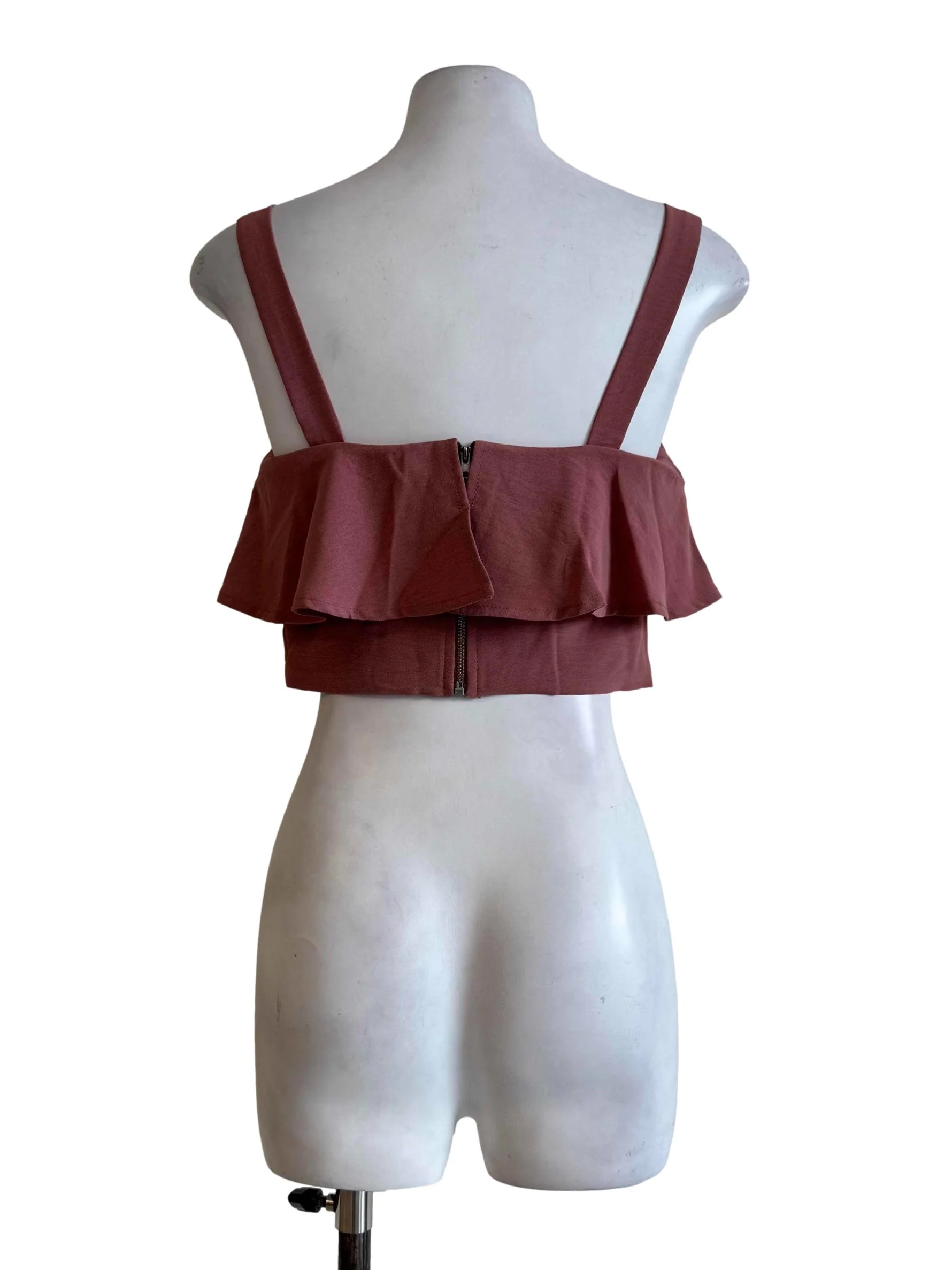 Ash Pink Ruffle Crop Top - Image 2