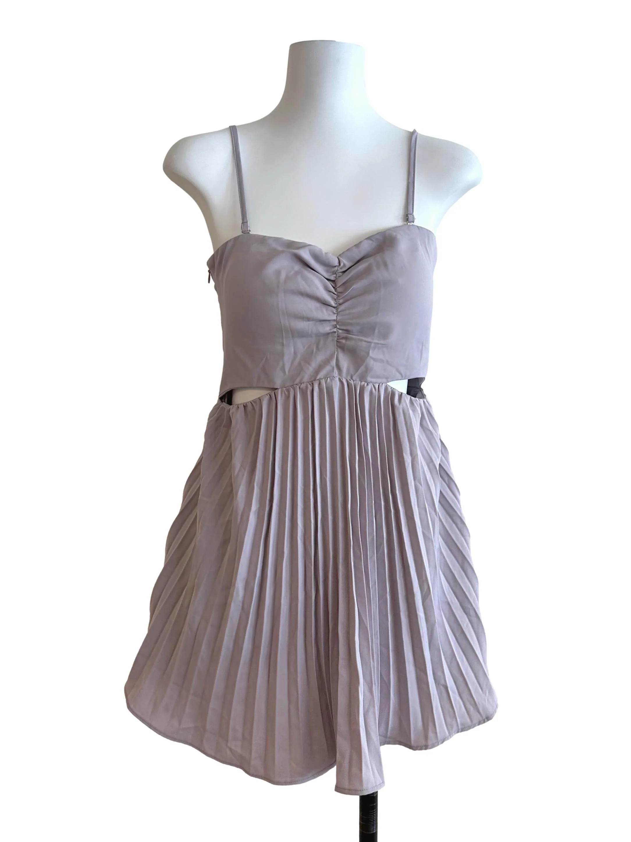 Ash Purple Pleated Sweetheart Dress
