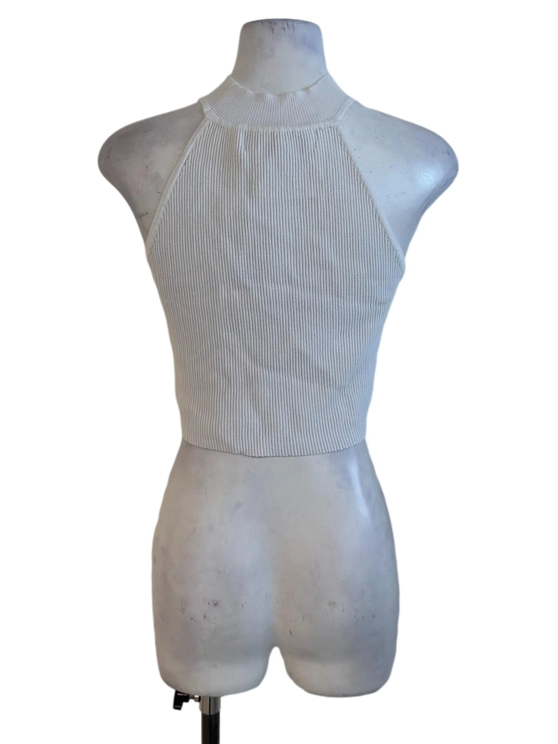 Ash White Knit Halter Tank Top - Image 2