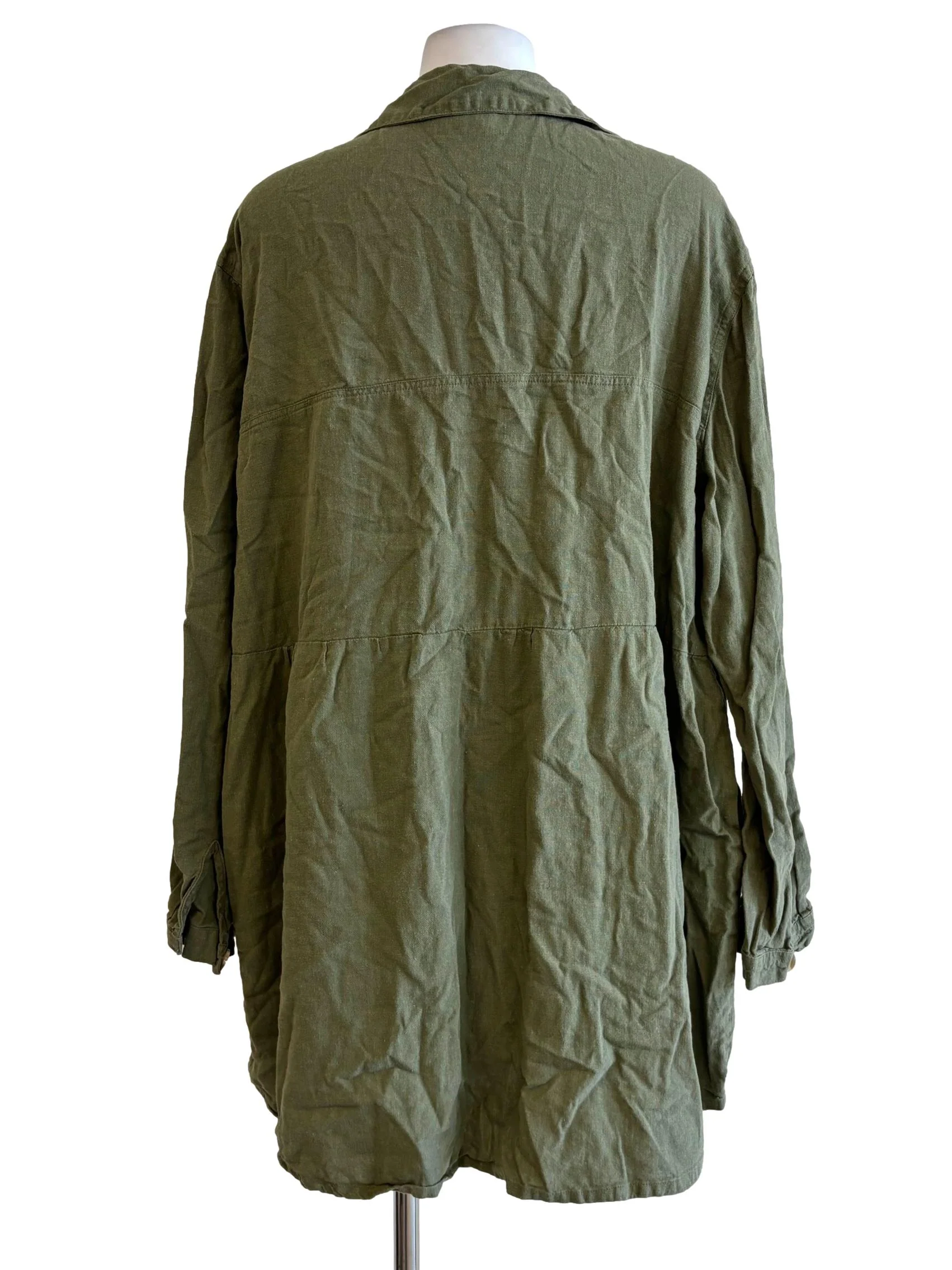 Avocado Green Buttoned Shirt Dress - Image 2