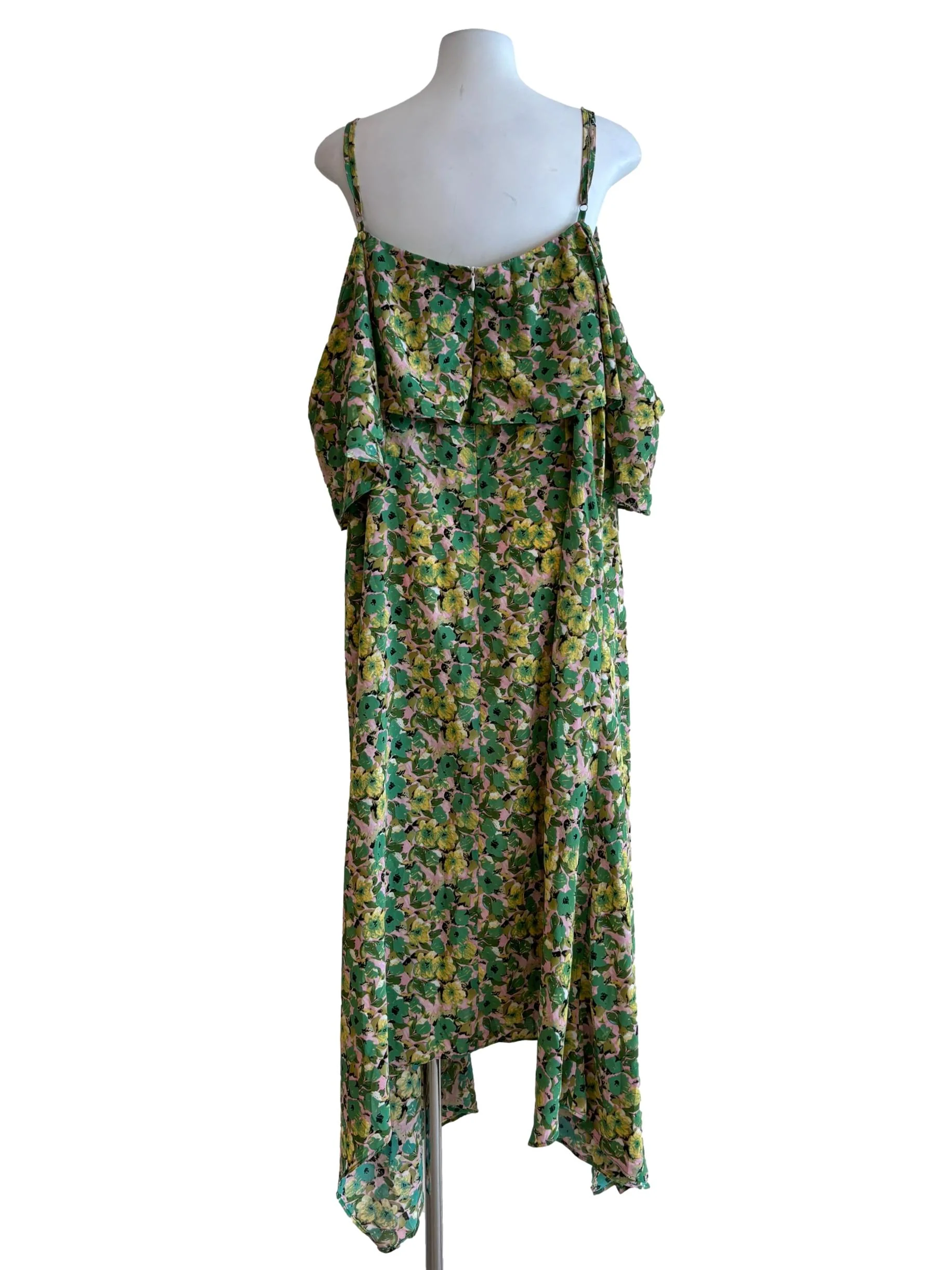 Avocado Green Printed Asymmetrical Dress - Image 2