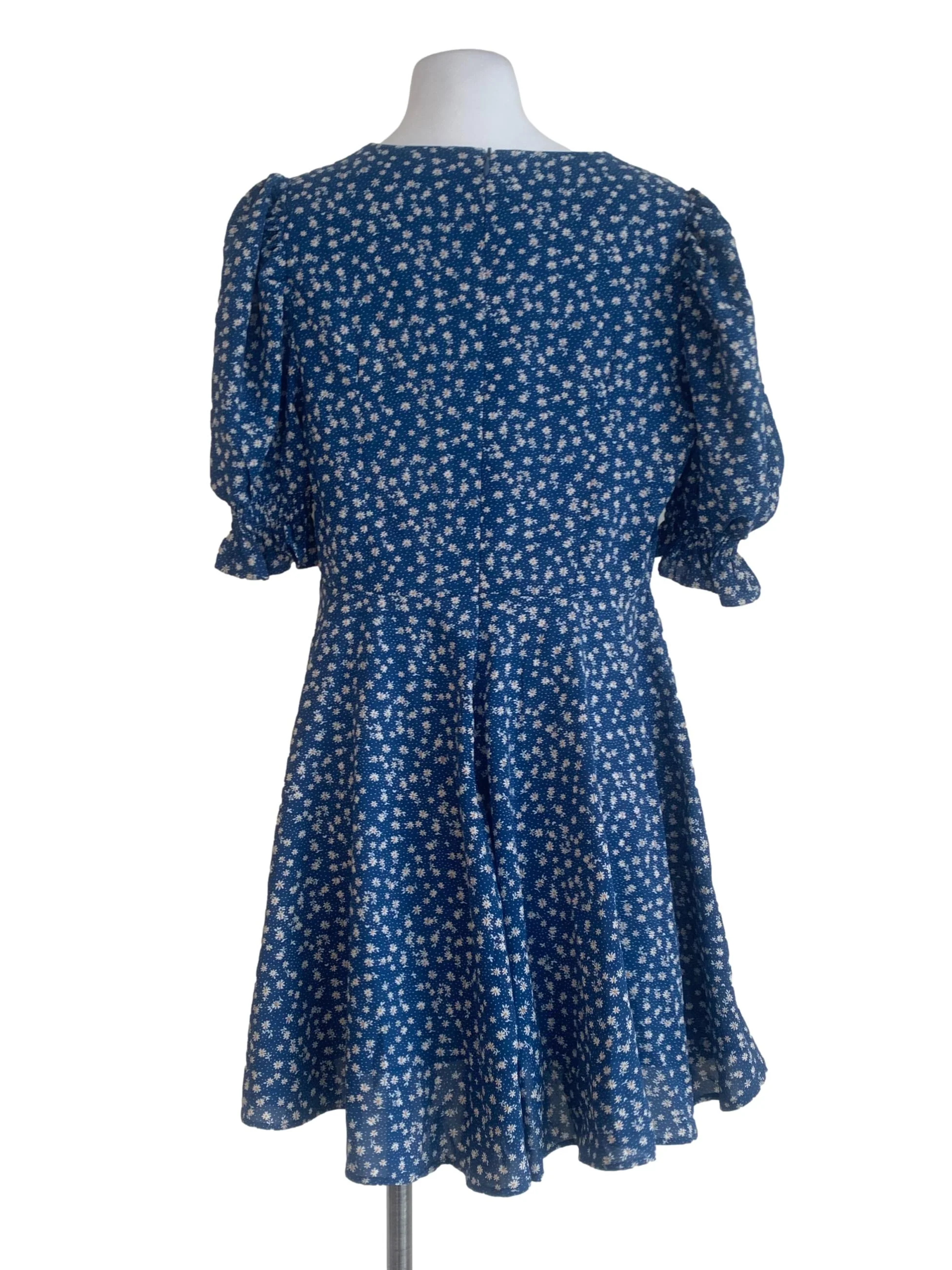 Azure Blue Flower Patterned Dress - Image 2