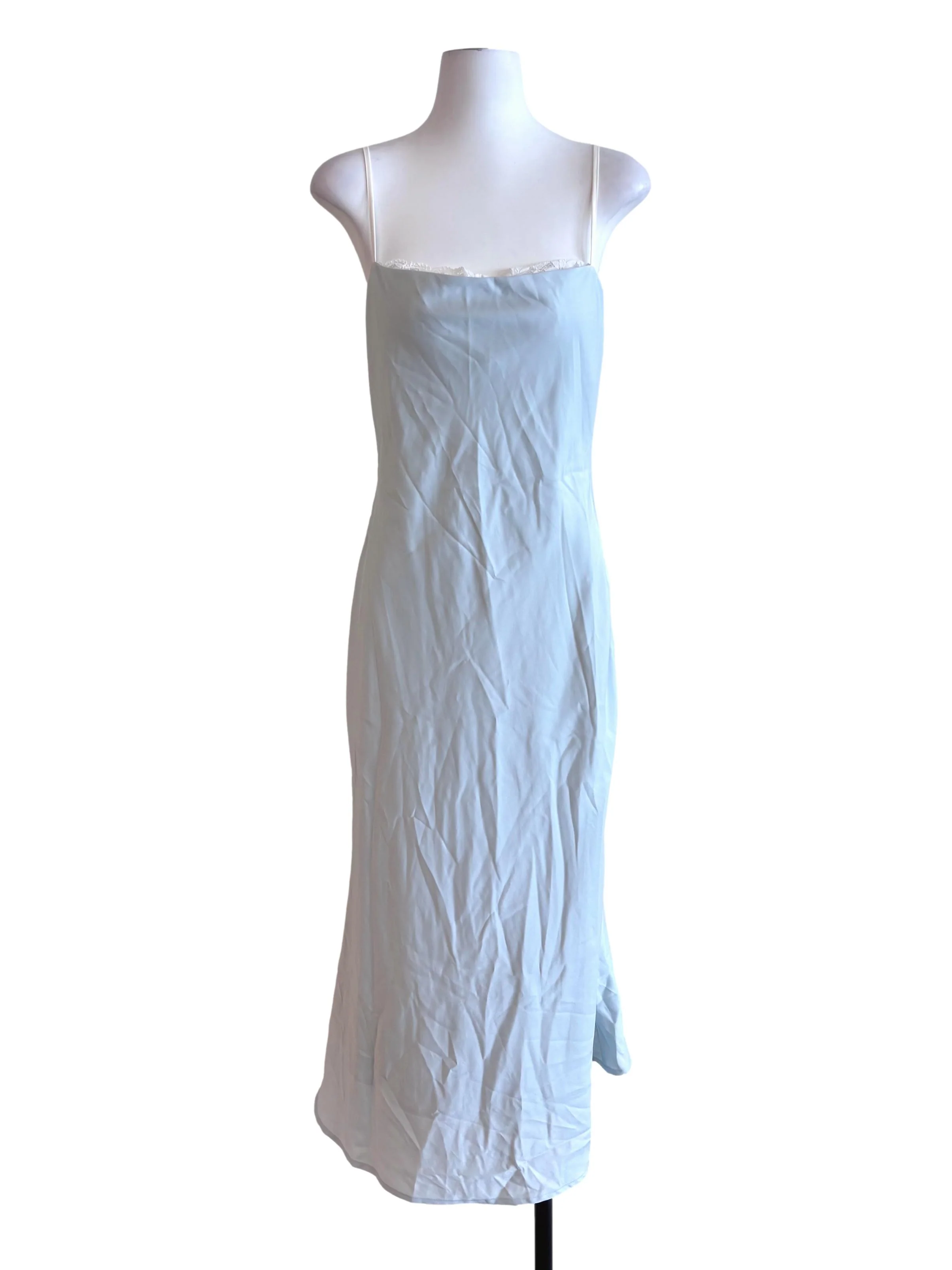 Baby Blue Lace Padded Detail Dress