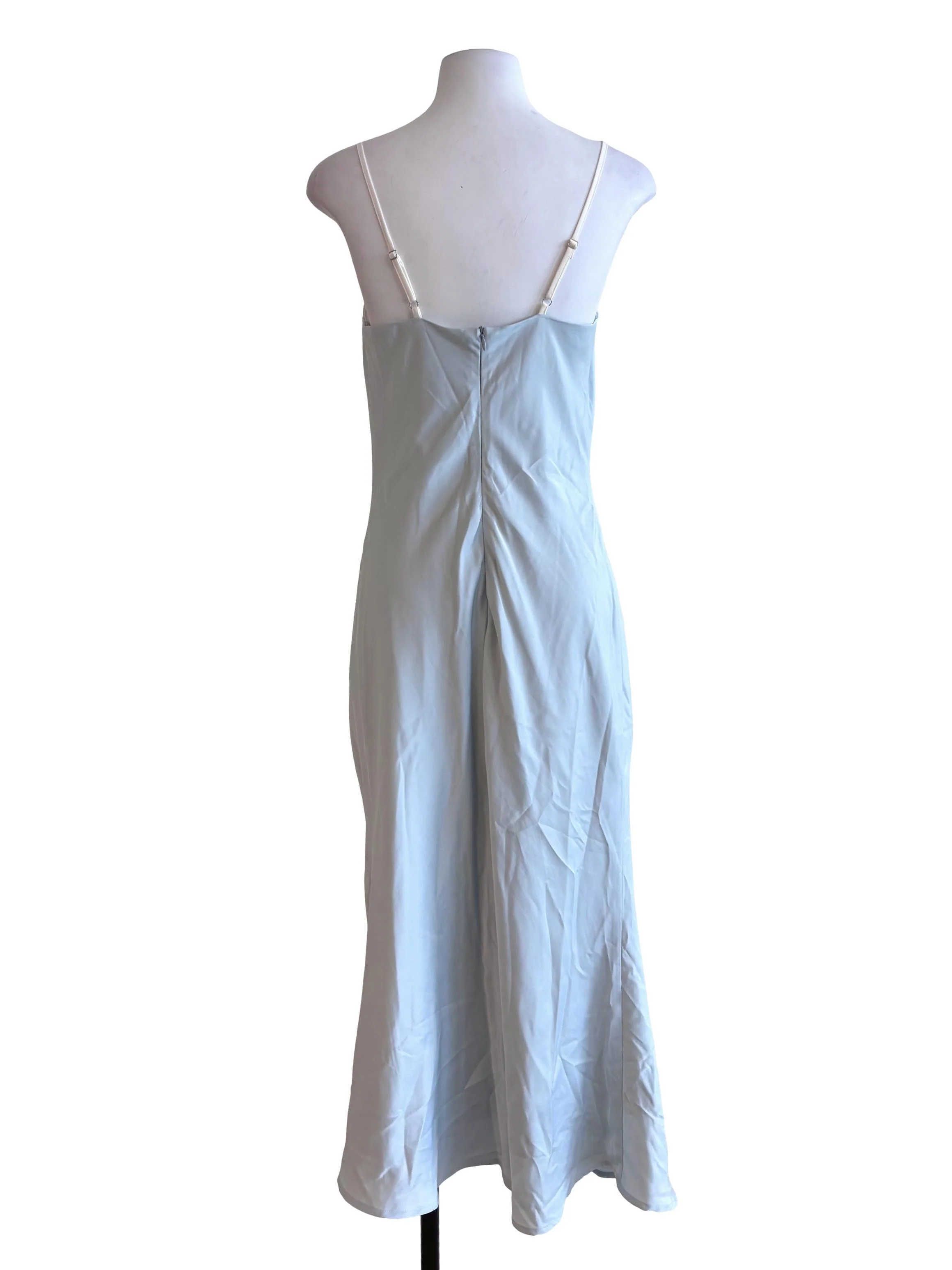 Baby Blue Lace Padded Detail Dress - Image 2