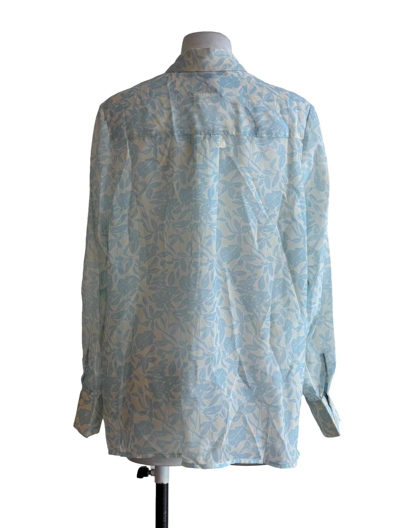 Baby Blue Long Sleeve Sheer Floral Shirt - Image 2