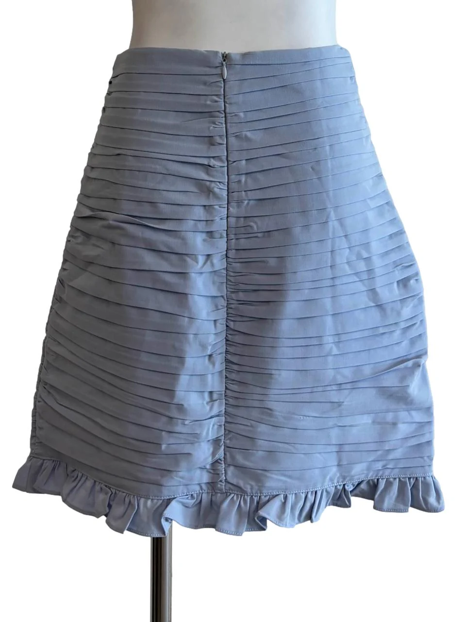 Baby Blue Pleats Mini Skirt - Image 2