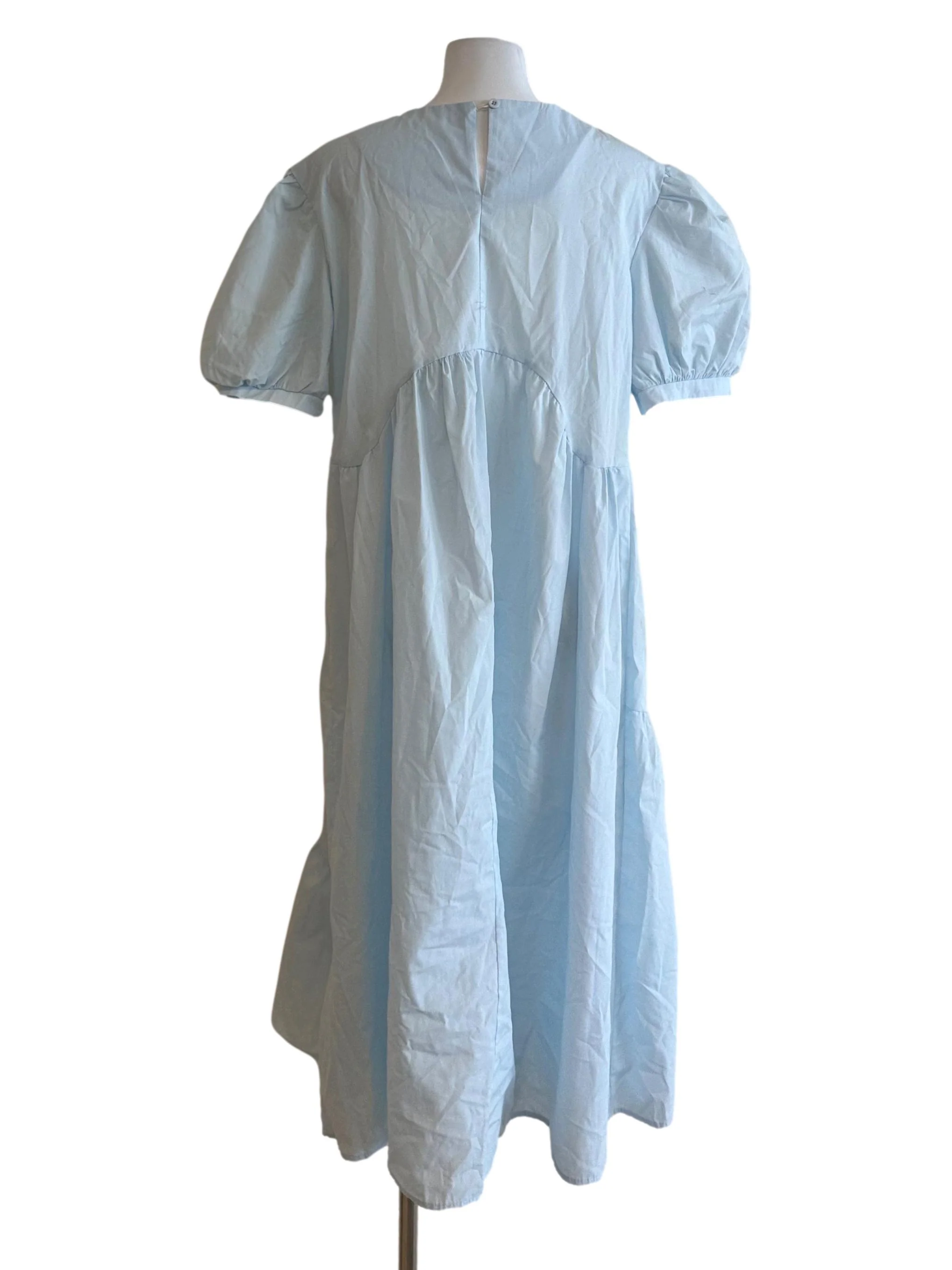 Baby Blue Puff Sleeve Tiered Dress - Image 2