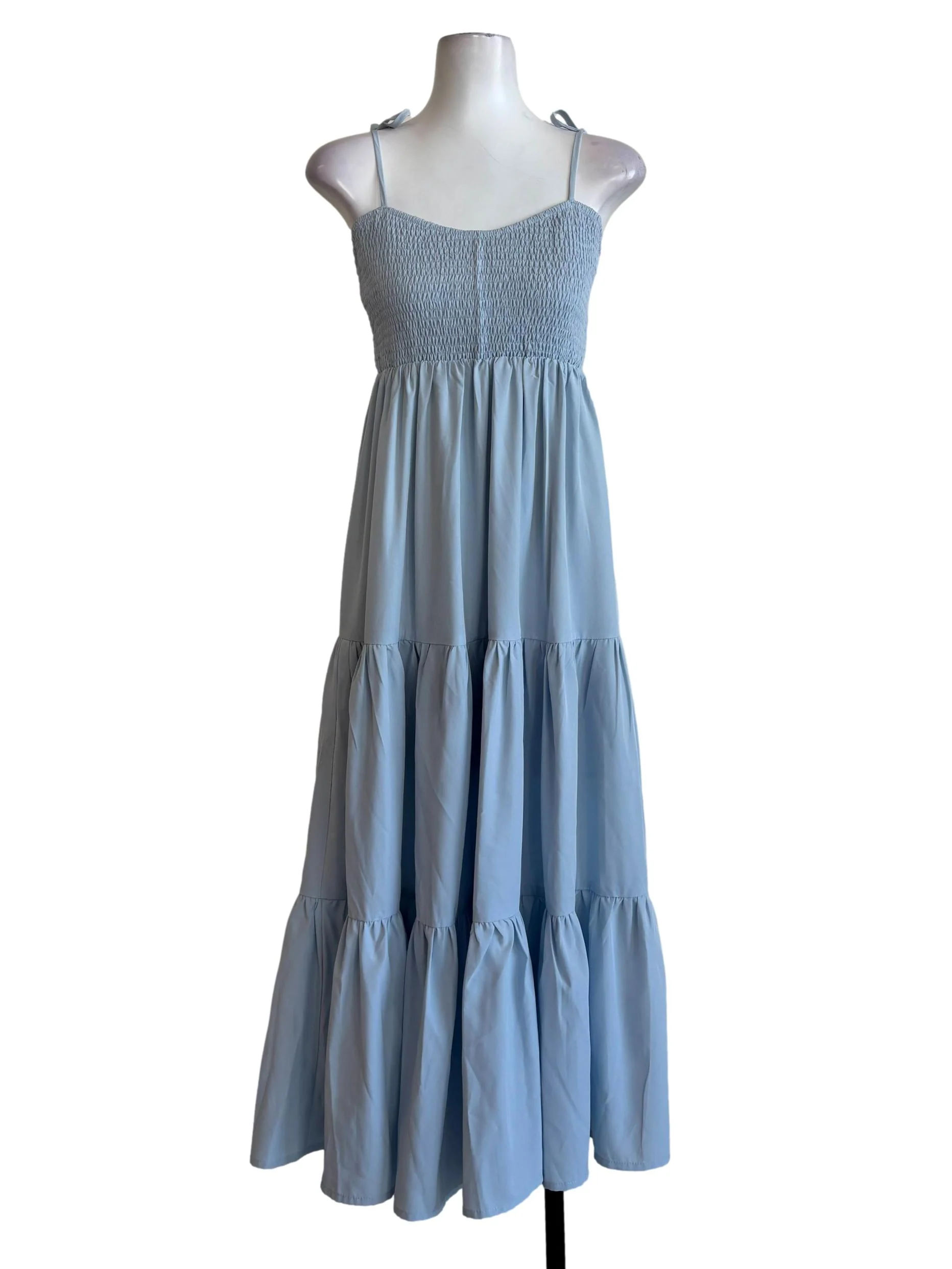 Baby Blue Smocked Flare Dress