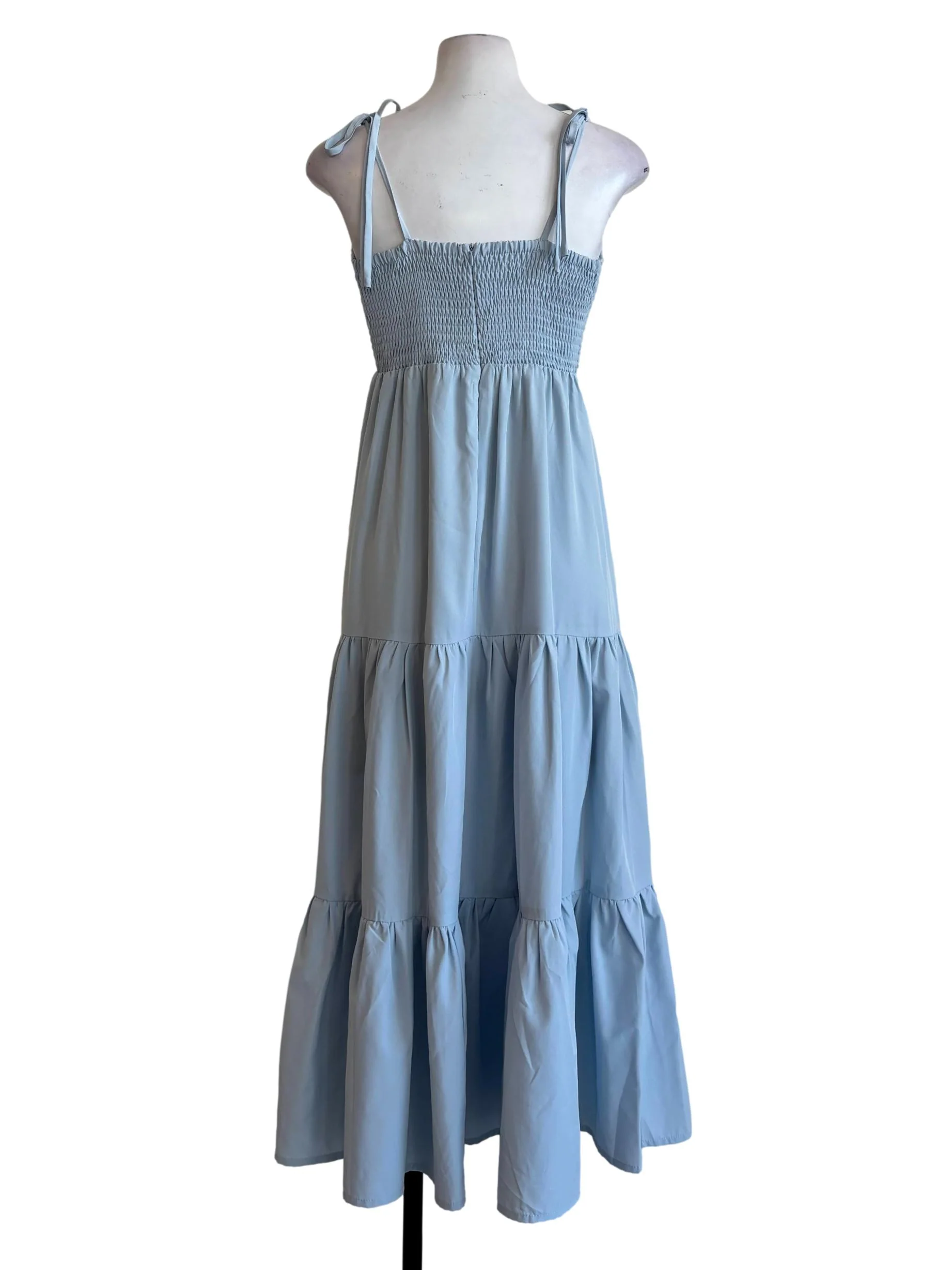 Baby Blue Smocked Flare Dress - Image 2