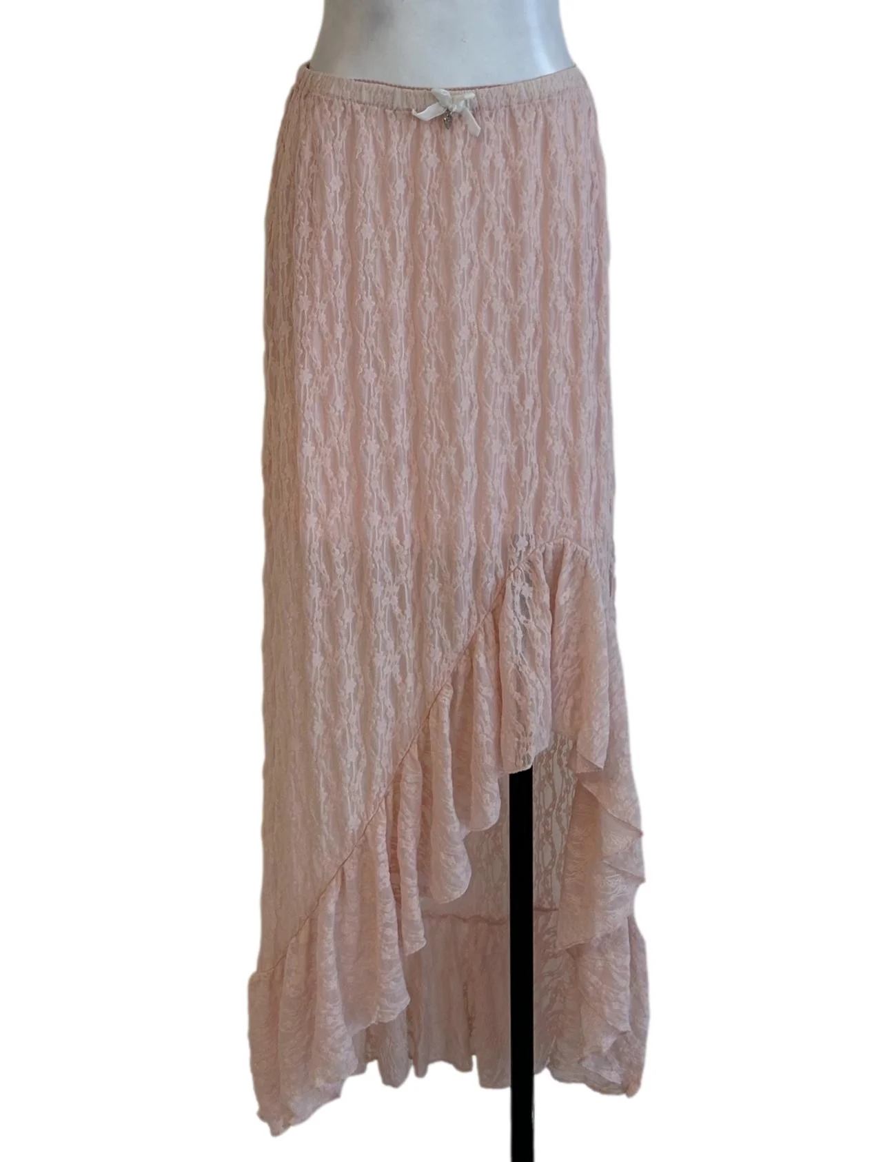 Baby Pink Lace Ruffled Skirt