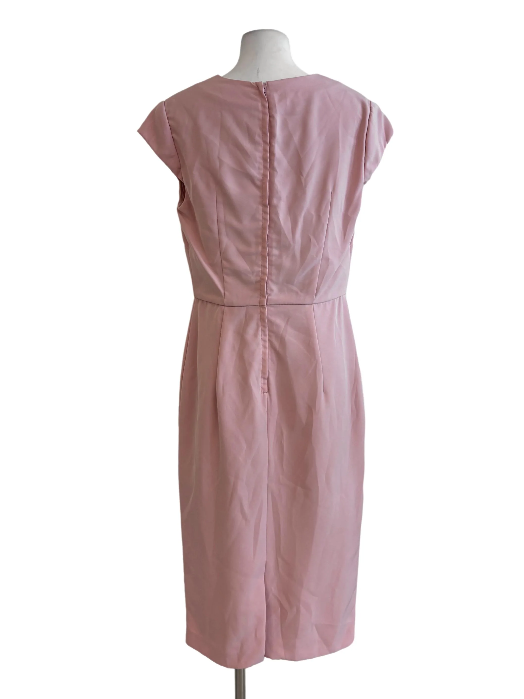 Baby Pink Short Sleeve Pencil Dress - Image 2