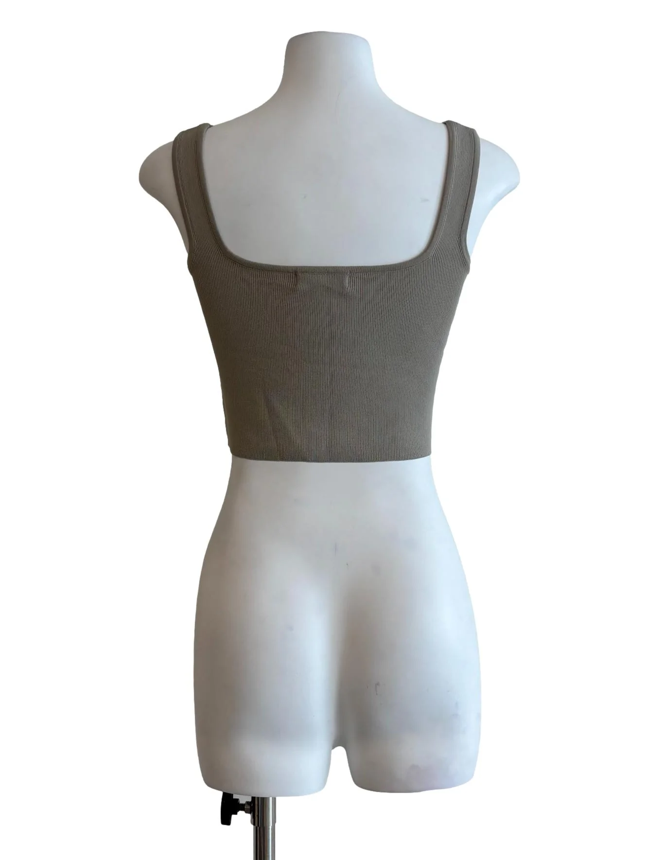 Basil Green Ribbed Crop Tank Top - Image 2