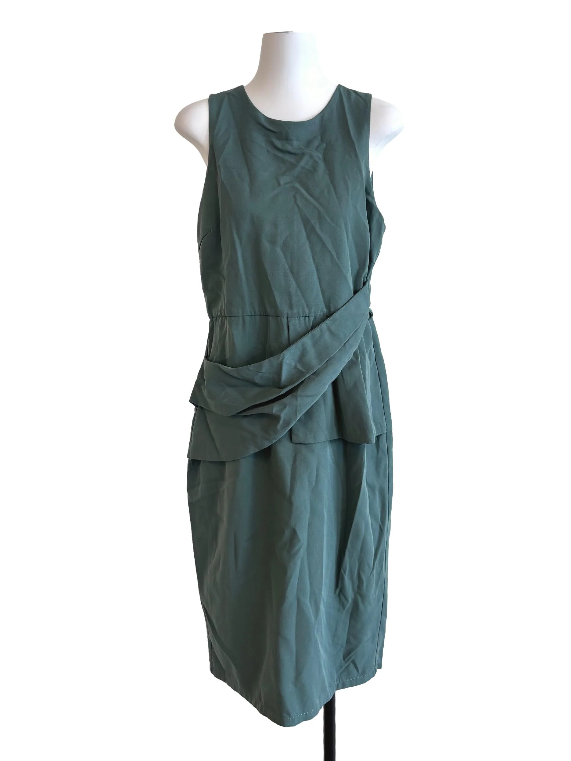 Basil Green Sleeveless Peplum Dress