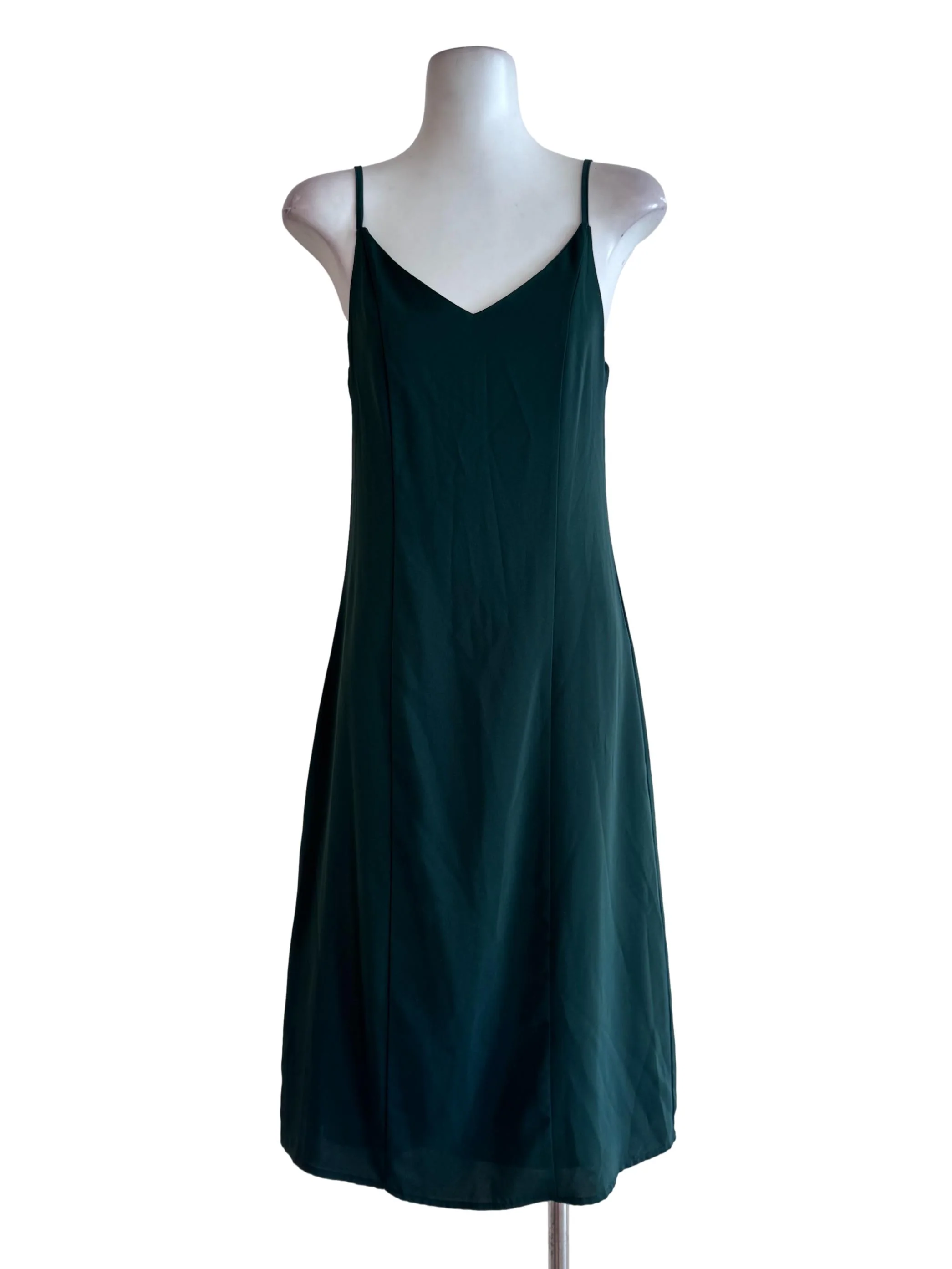 Basil Green V Neck Sleeveless Dress TTR