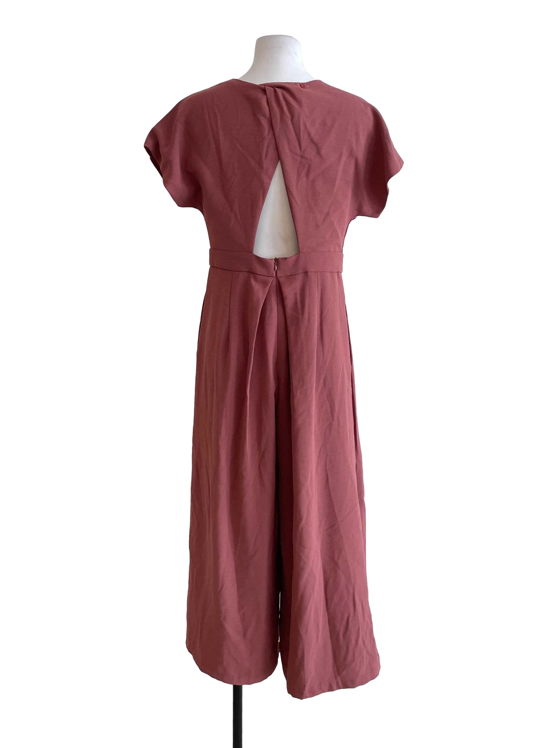 Bean Red Pleated Wide Leg Jumpsuit - Image 2