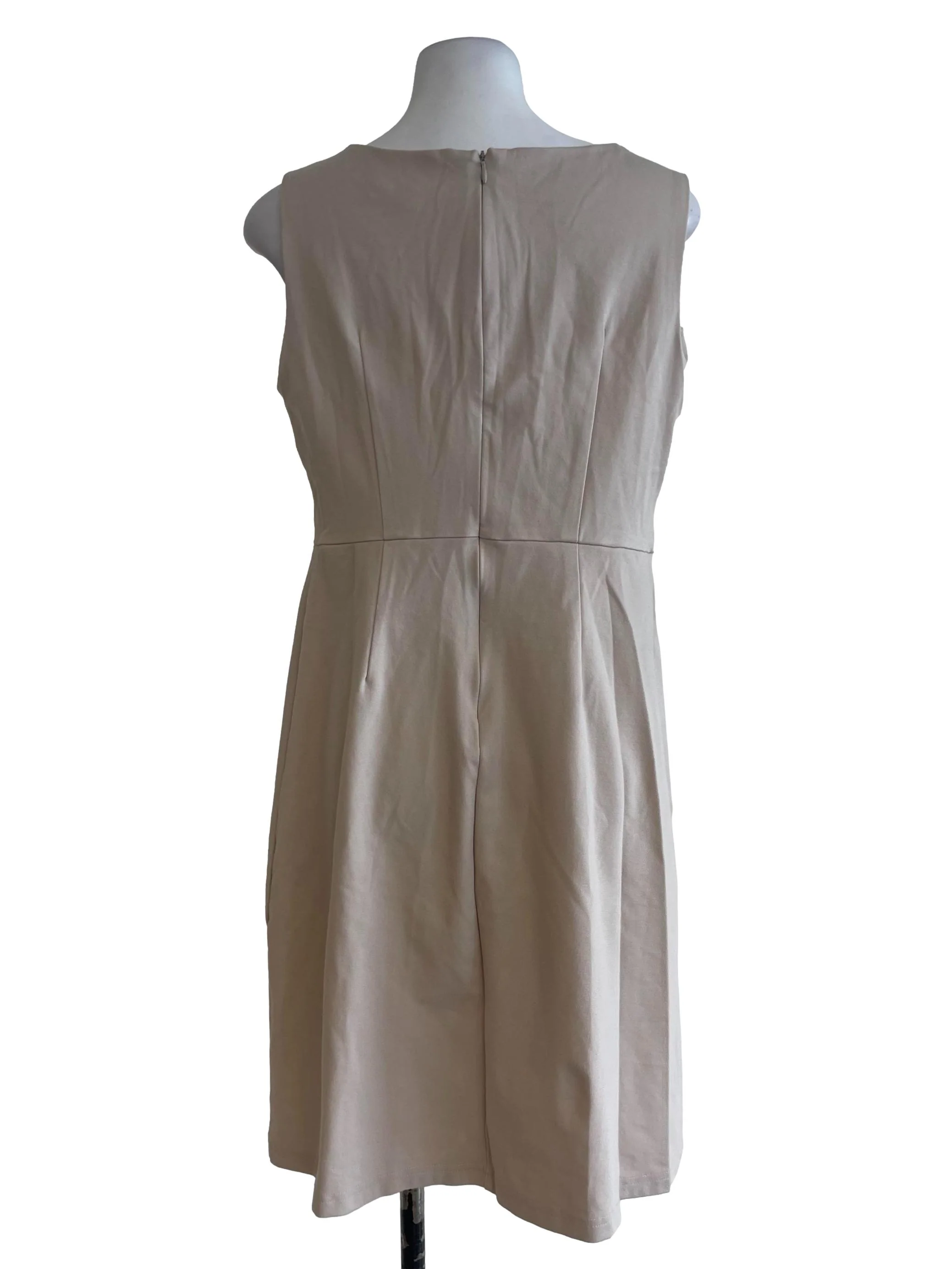 Beige A Line Sleeveless Dress - Image 2
