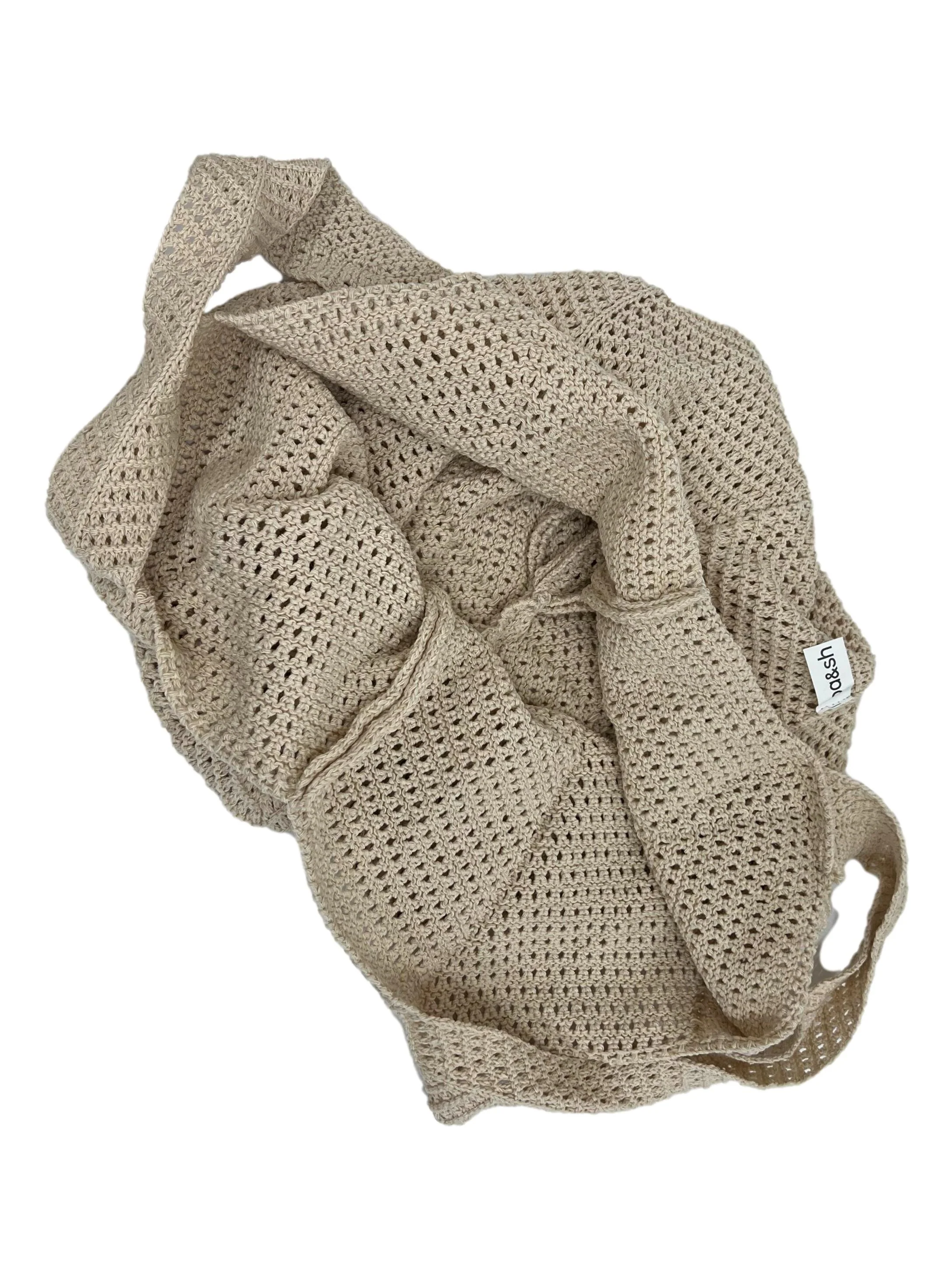 Beige Aro Crochet Tote Bag - Image 4