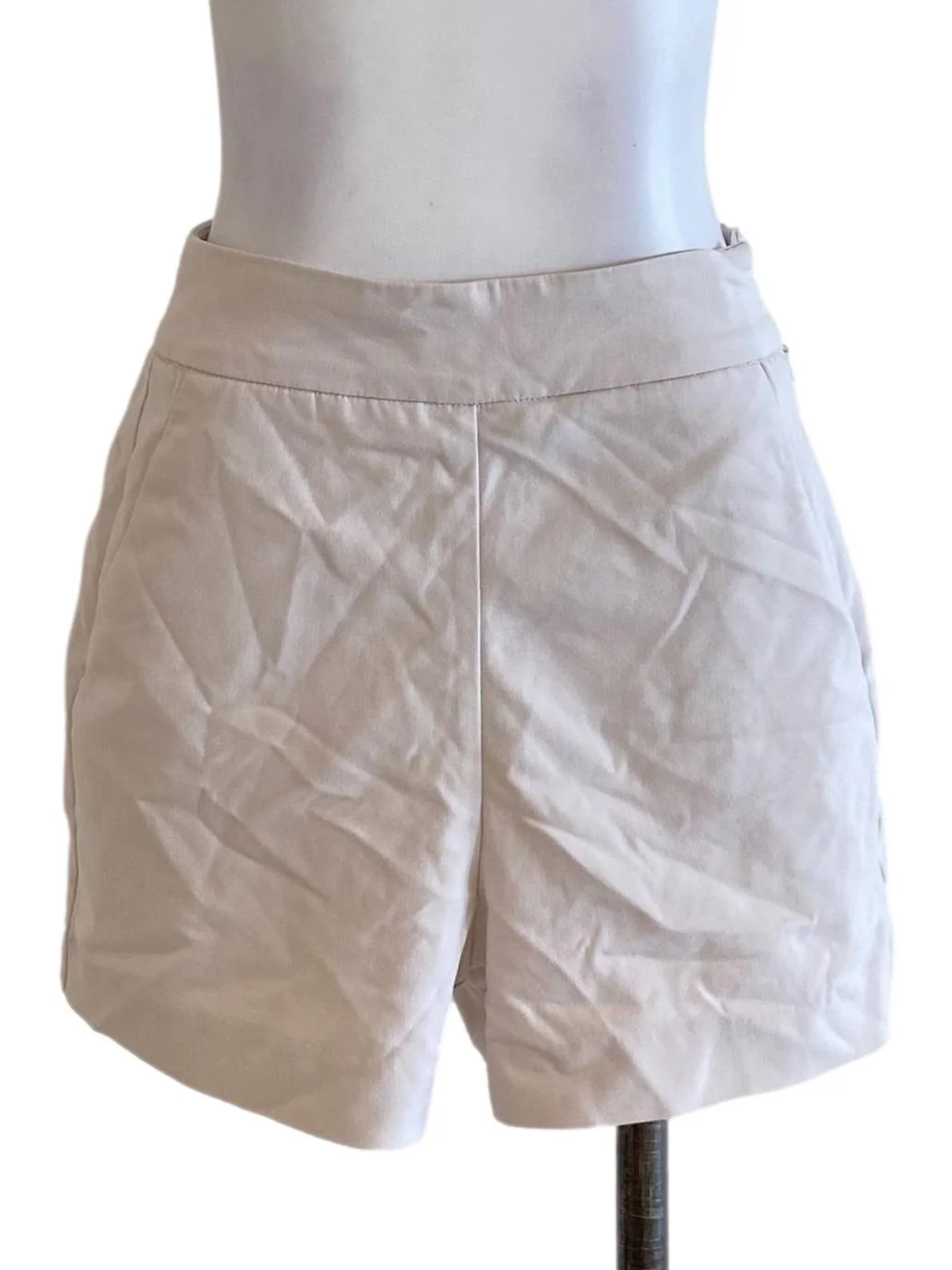 Beige Brown Plain Shorts