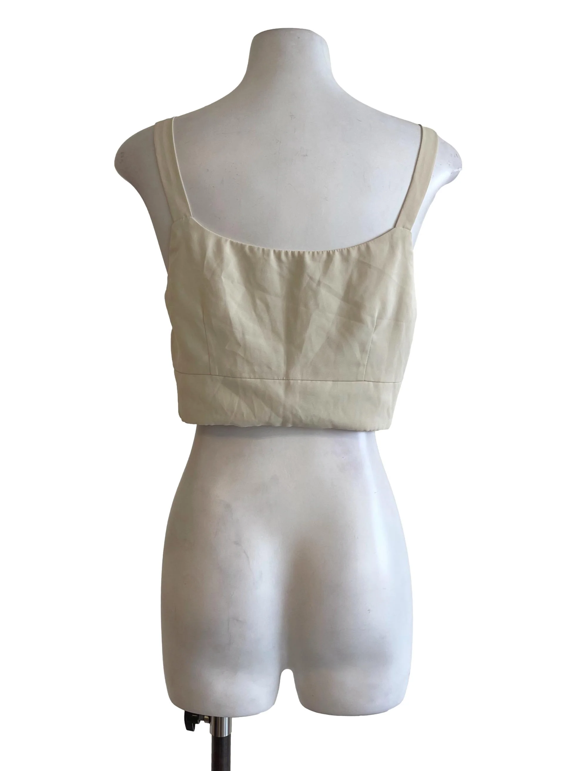 Beige Button Crop Top YHF - Image 2