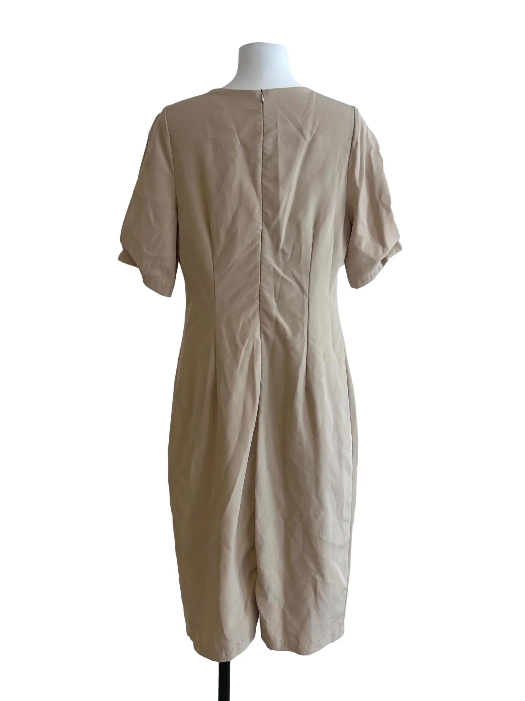 Beige Button Front Dress - Image 2