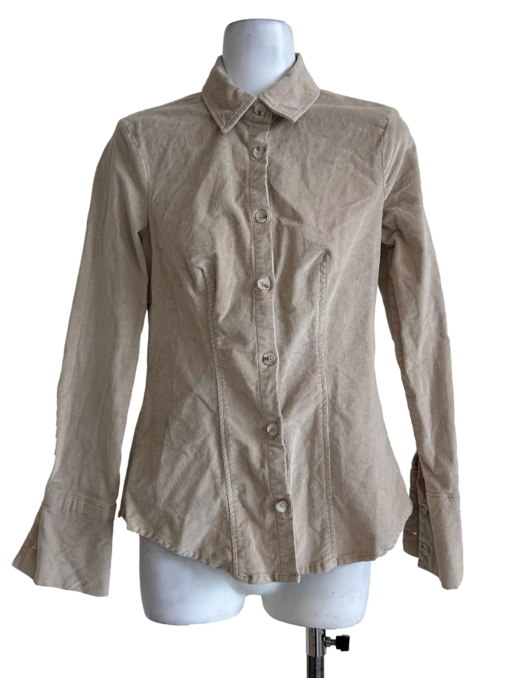 Beige Corduroy Long Sleeve Shirt