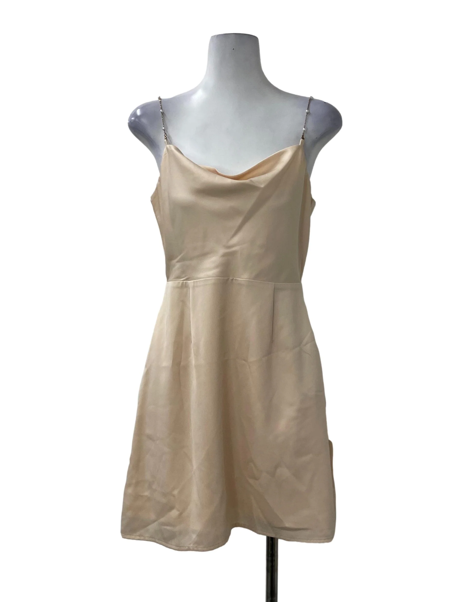 Beige Cowl Neck Dress