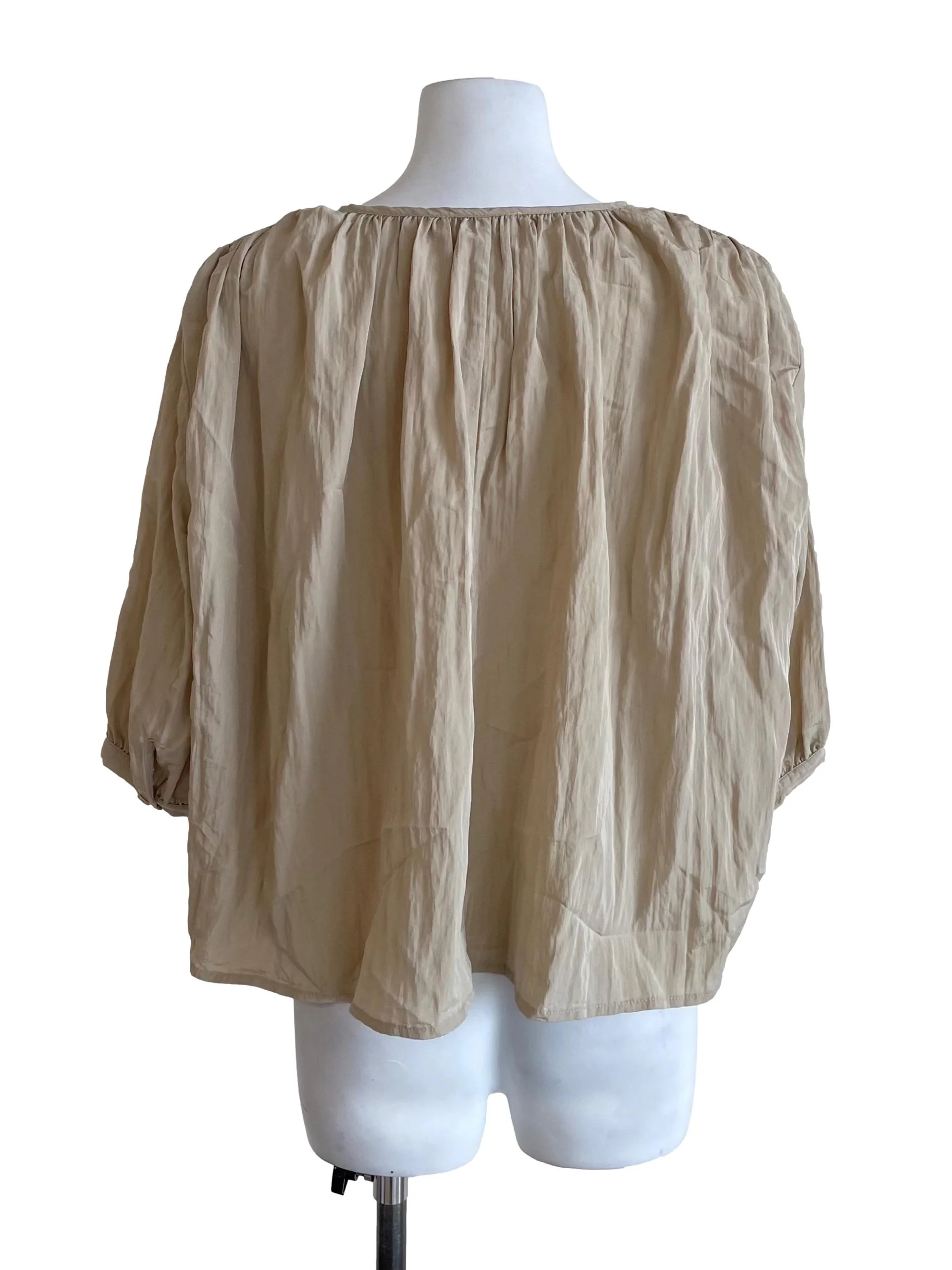 Beige Draped Mid Sleeves Tent Top - Image 2