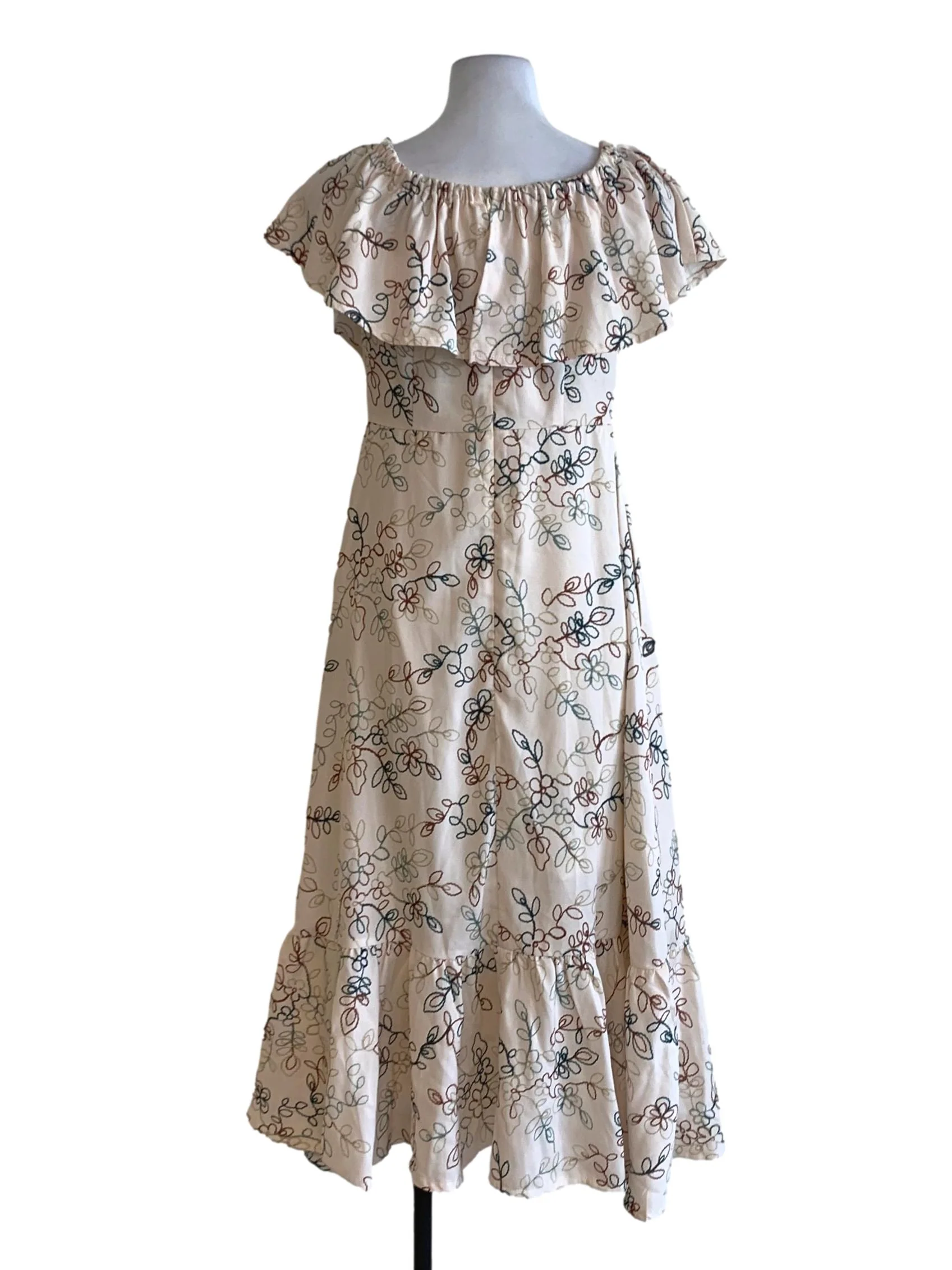 Beige Floral Empire Dress - Image 2