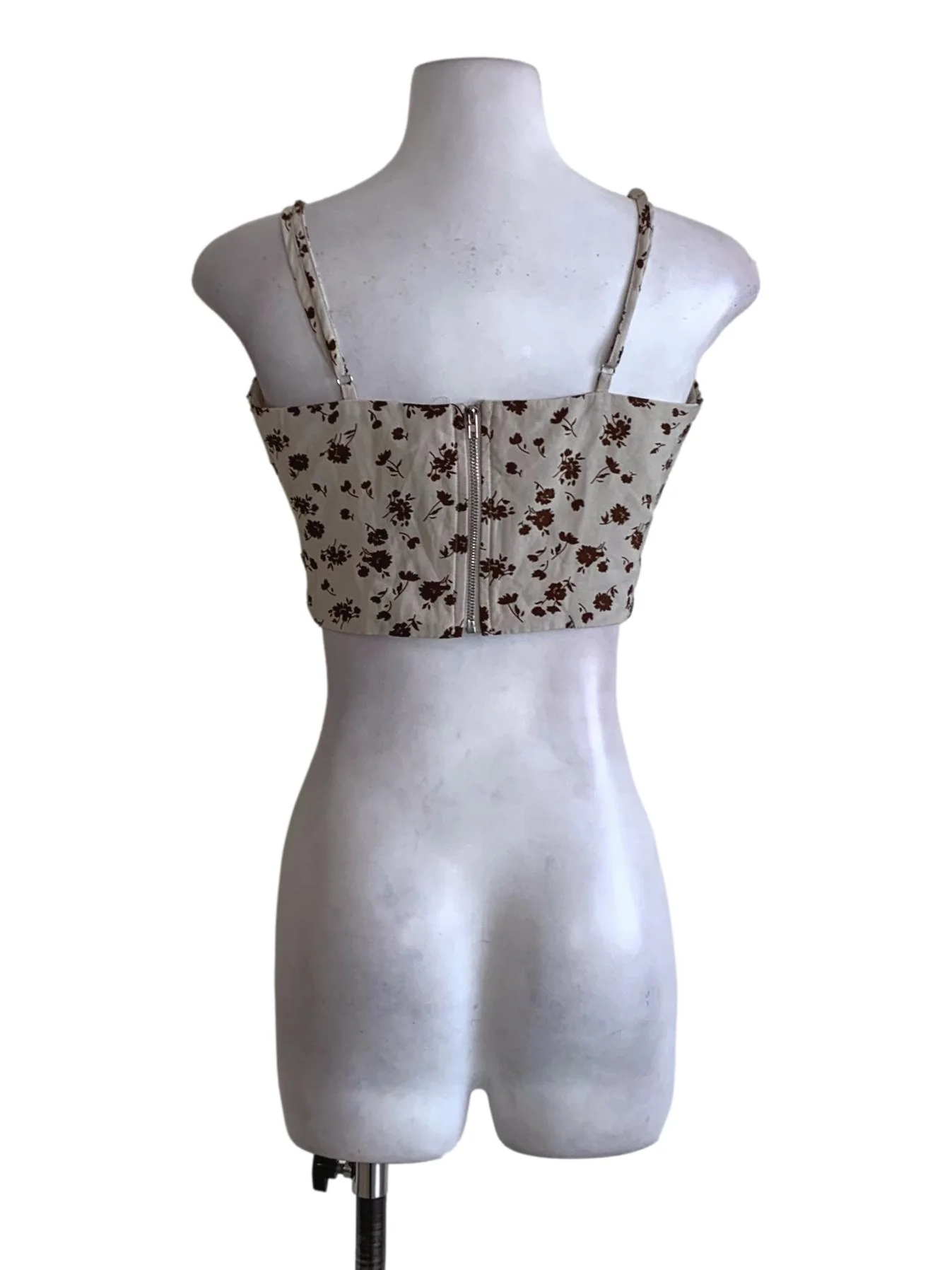 Beige Floral Sleeveless Top TTR - Image 2