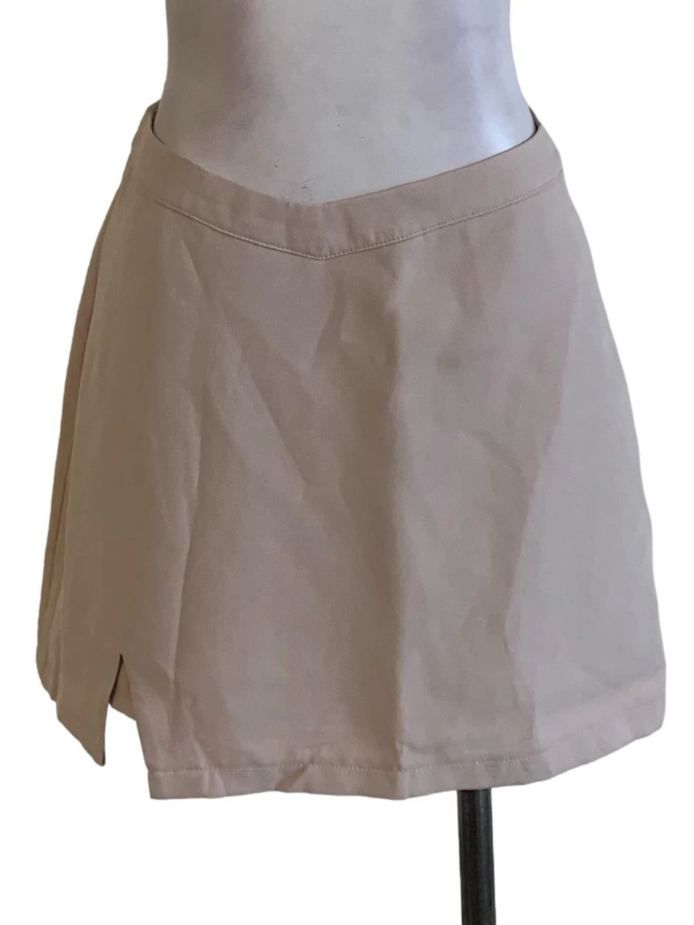Beige High-Waisted Mini Skort