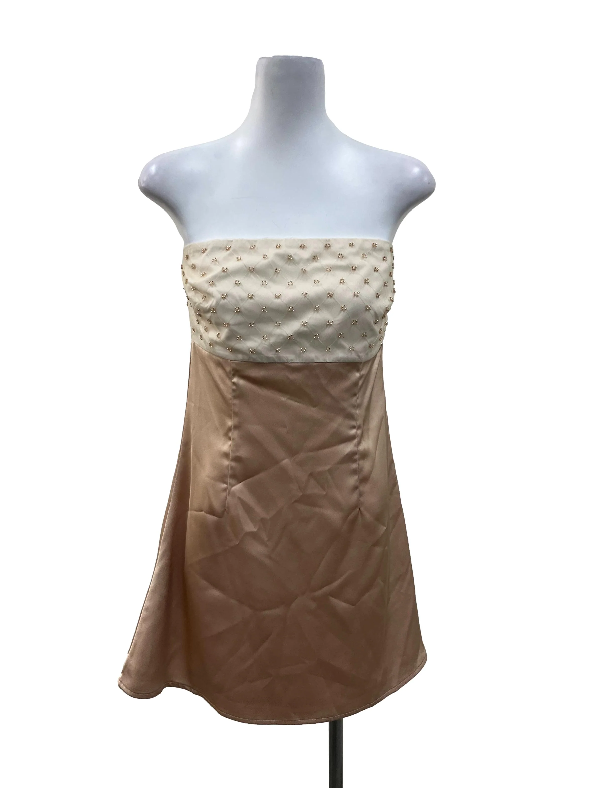 Beige Jeweled Tube Dress
