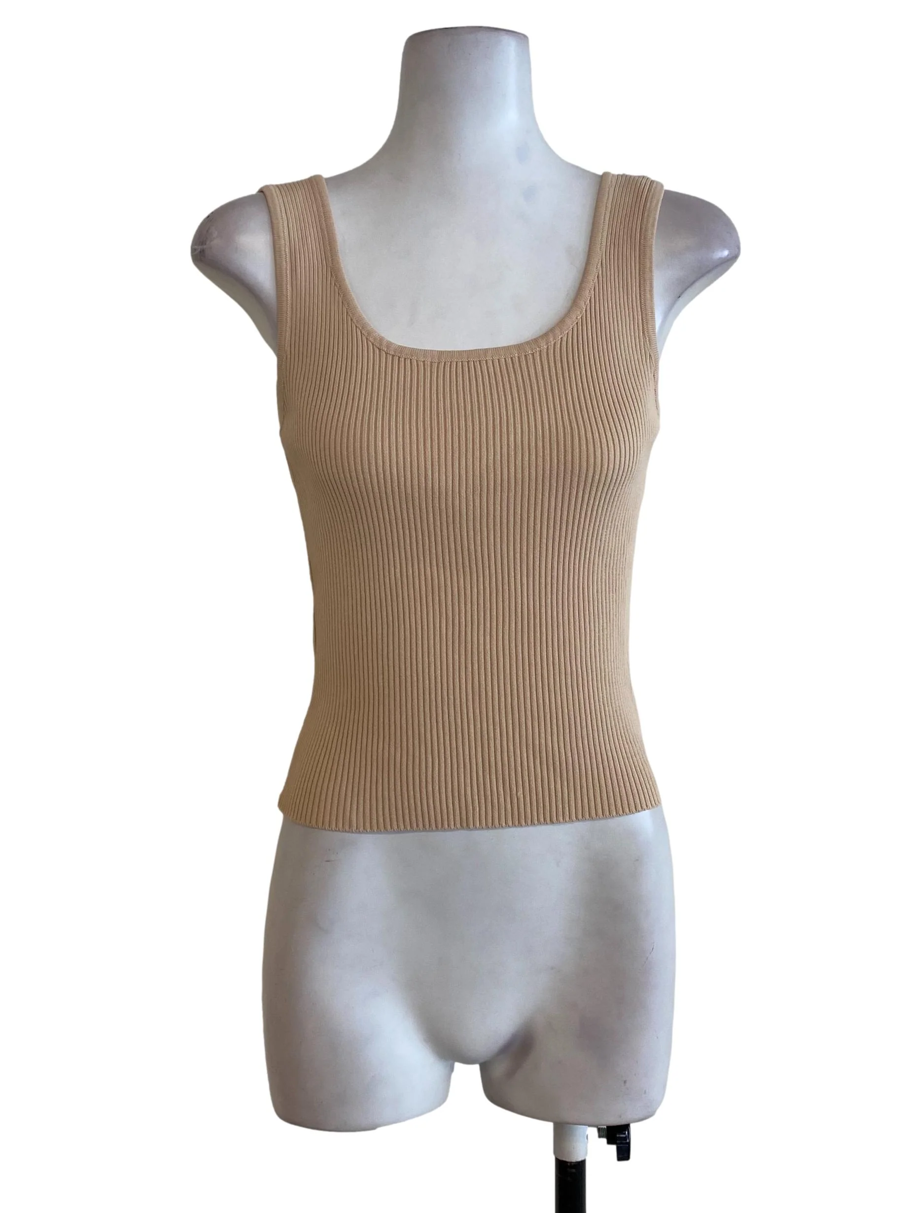 Beige Knitted Tank Top
