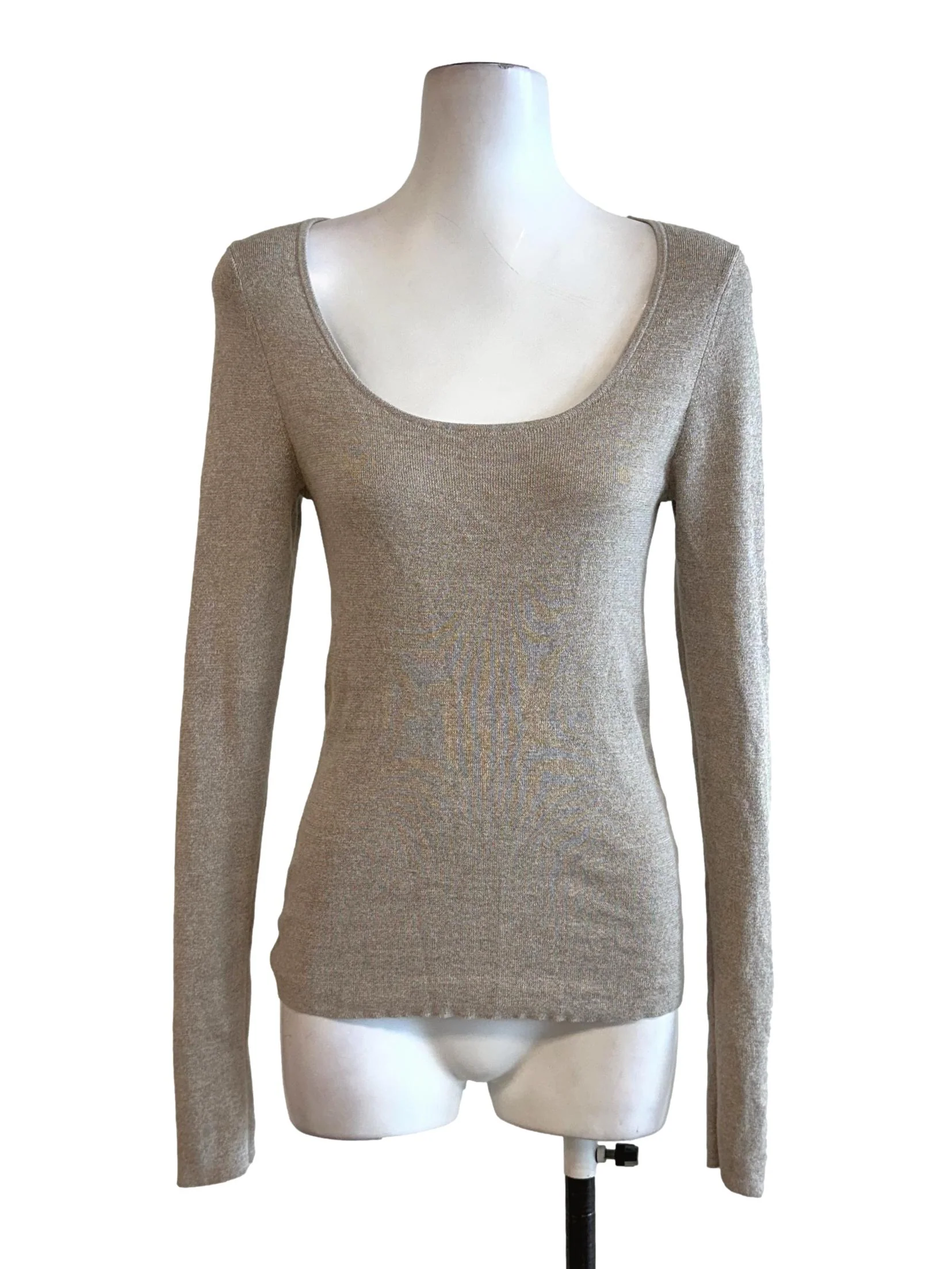 Beige Long Sleeves Top