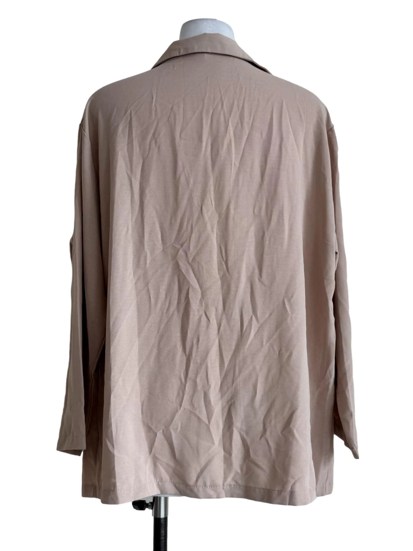 Beige One Button Long Sleeve Soft Blazer - Image 2
