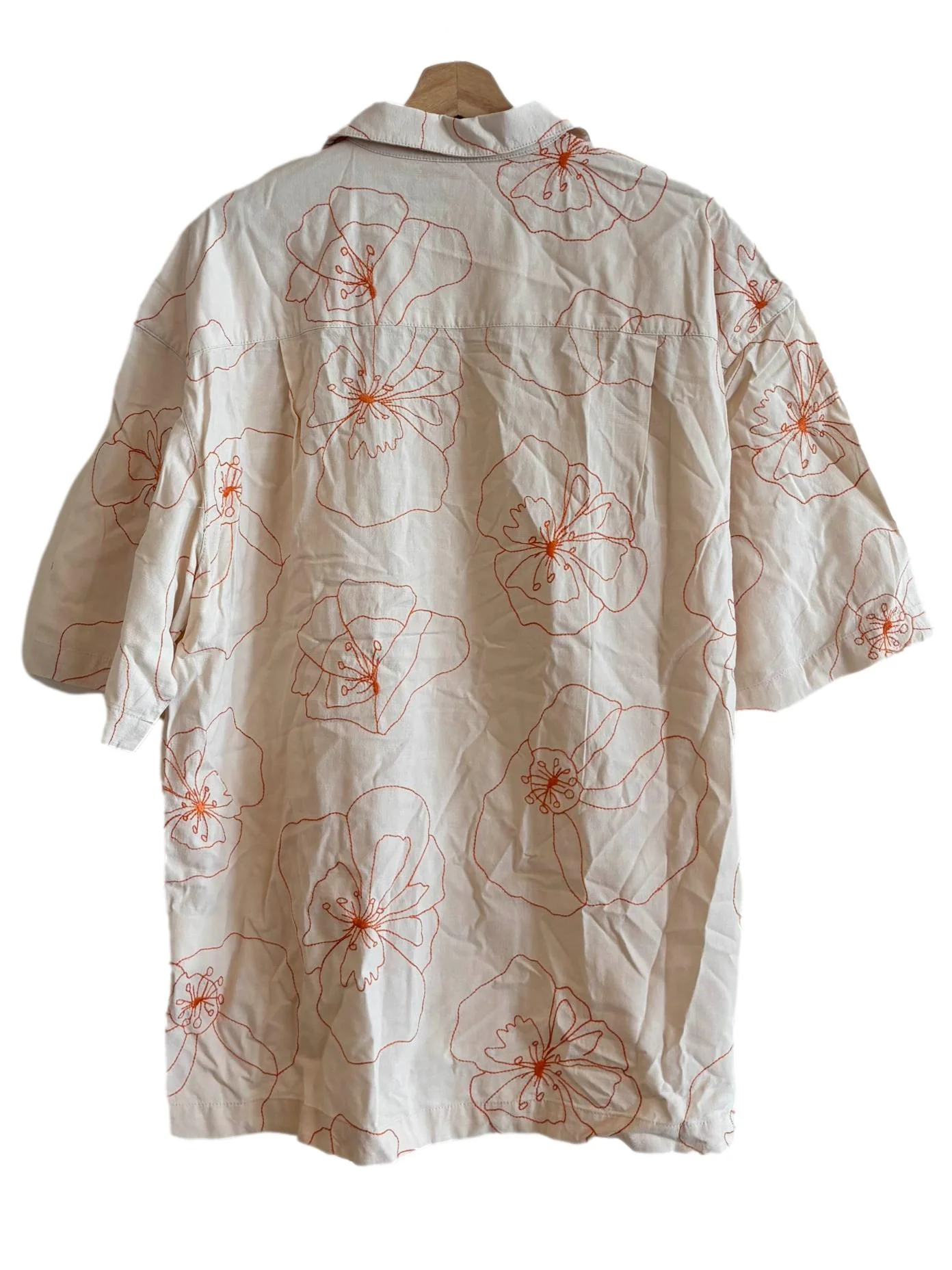Beige Orange Floral Print Shirt - Image 2